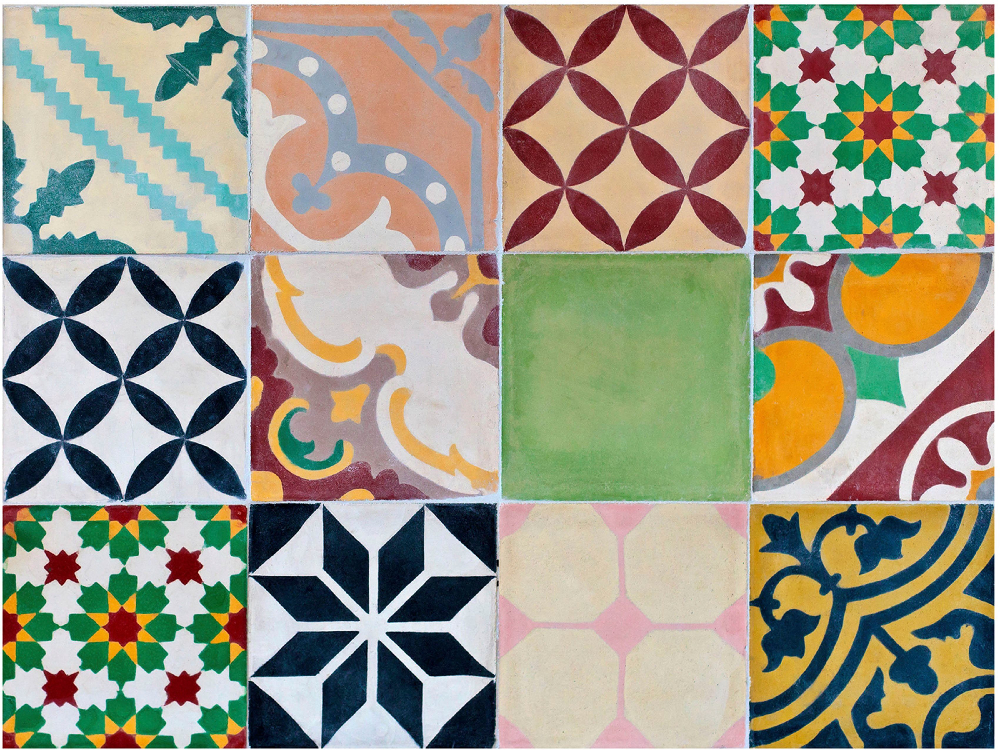 Platzset, Mosaik, grün, Contento, (Set, 4-St), für innen und außen geeignet,  wasserabweisend