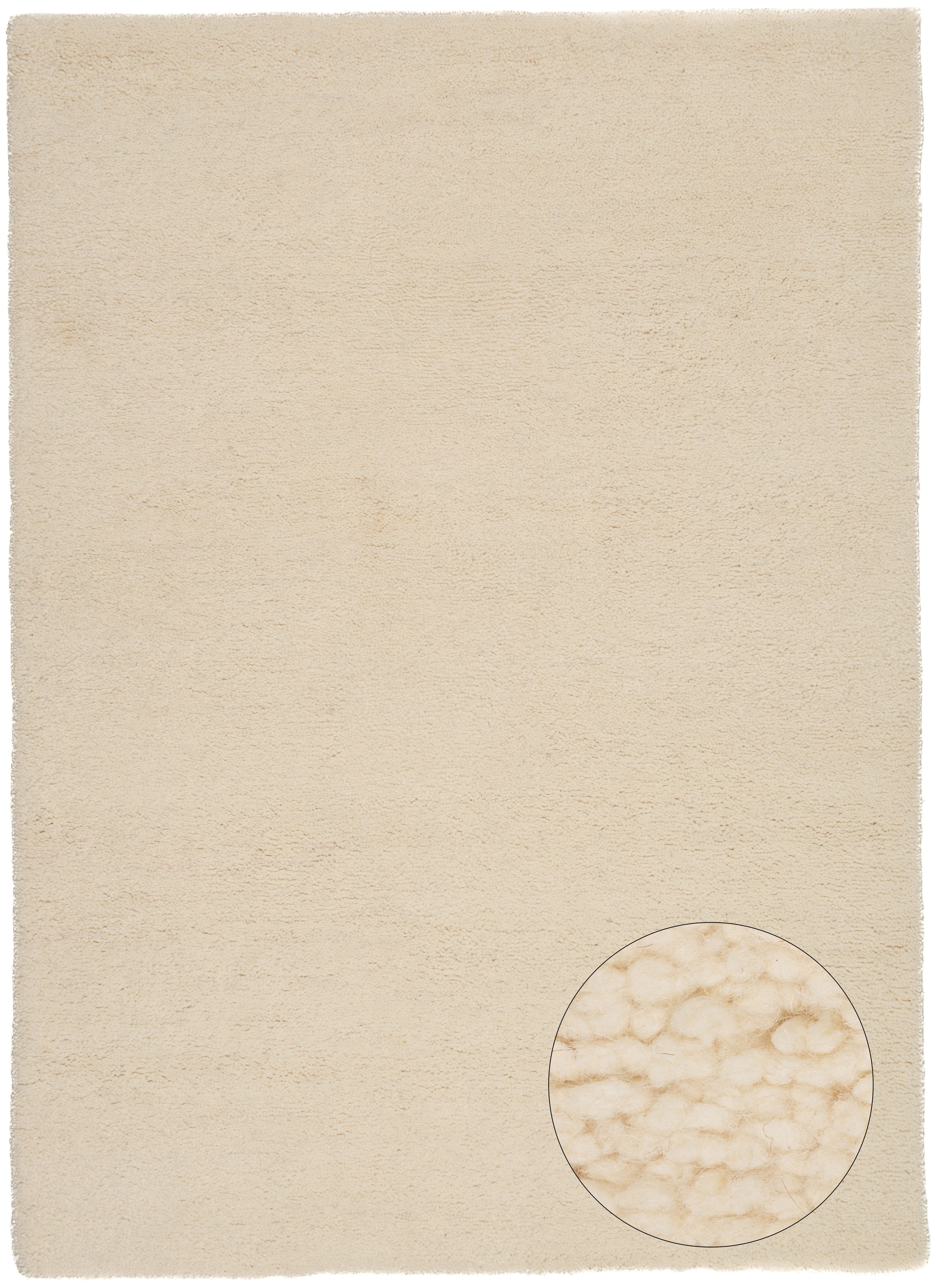 THEKO Wollteppich Hadj Uni, rechteckig, Höhe: 25 mm, echter Berber Teppich, reine Wolle, meliert, handgeknüpft