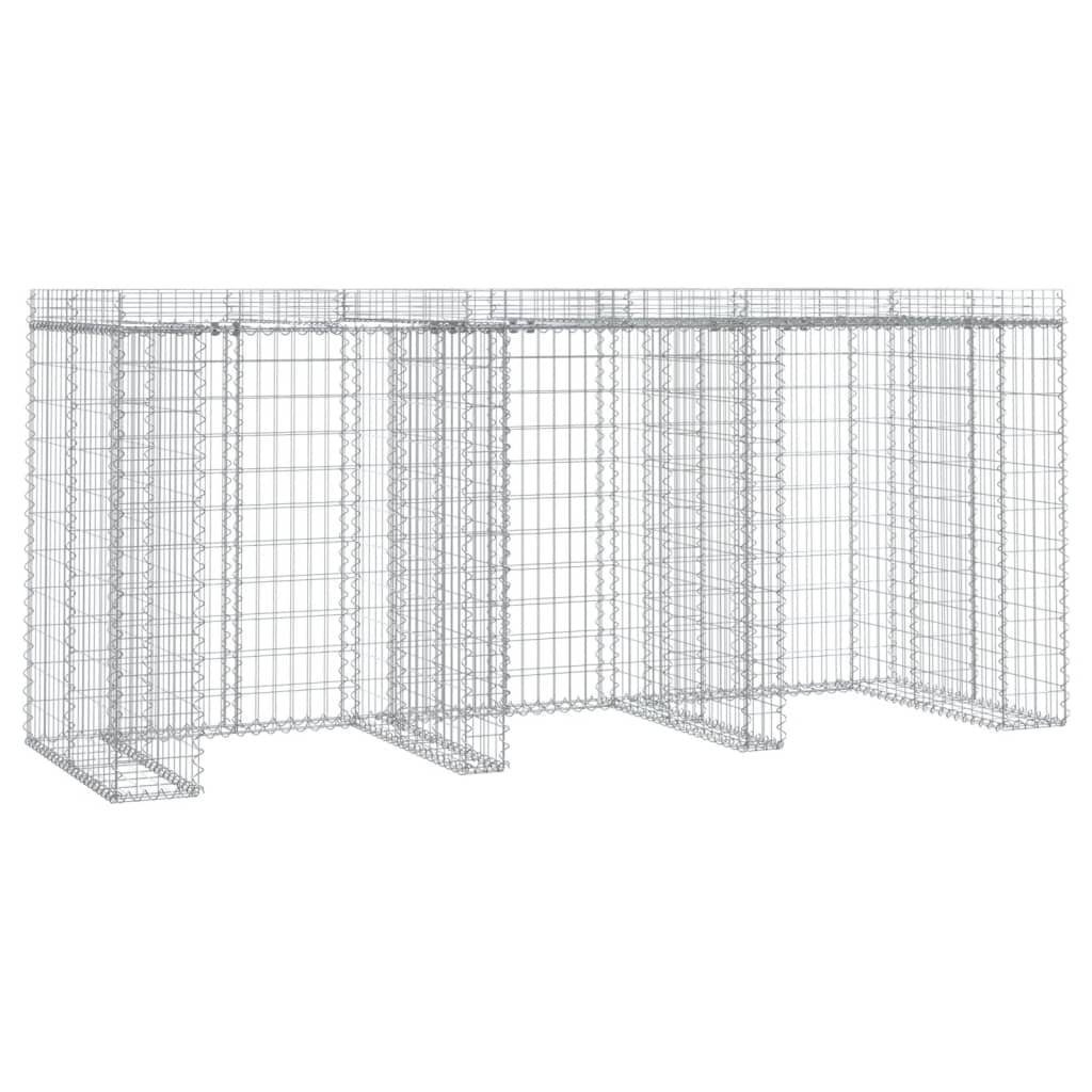 vidaXL Mülltonnenbox Gabionen Mülltonnenbox 270x91x120 cm Verzinktes Eisen