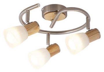 Rabalux LED Deckenspots "Gavin" 3-flammig, Holz, weiß+silber, rund, E14, ø250mm
