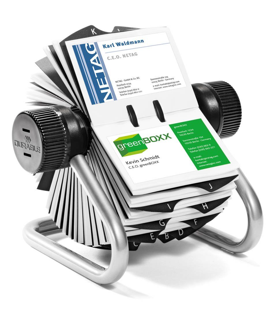 DURABLE Klemmtafel, Durable 248123 Visifix Rollkartei, für 400 Visitenkarten, Register A-Z