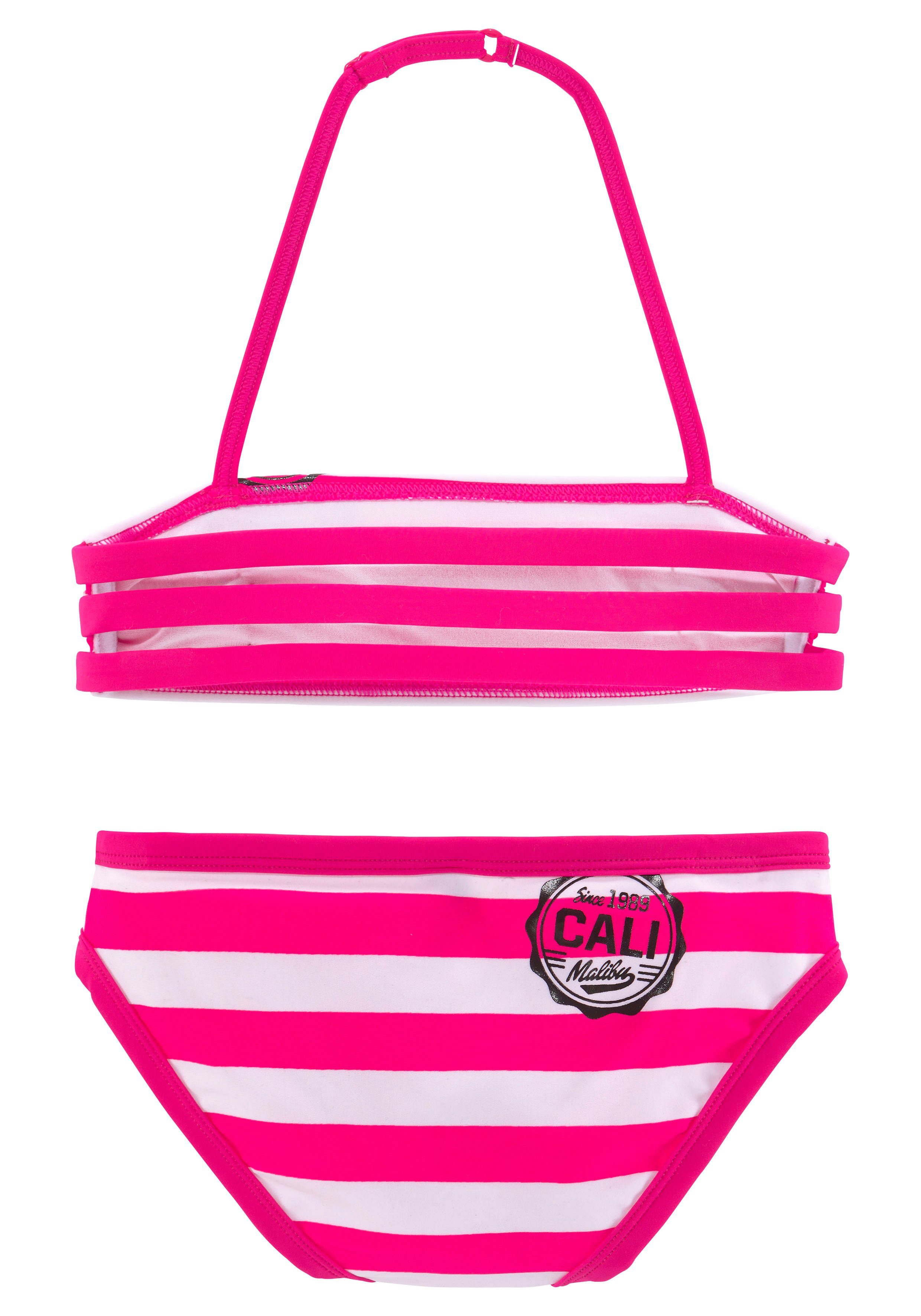 mit pink-weiß Bandeau-Bikini trendigen Bench. Streifen