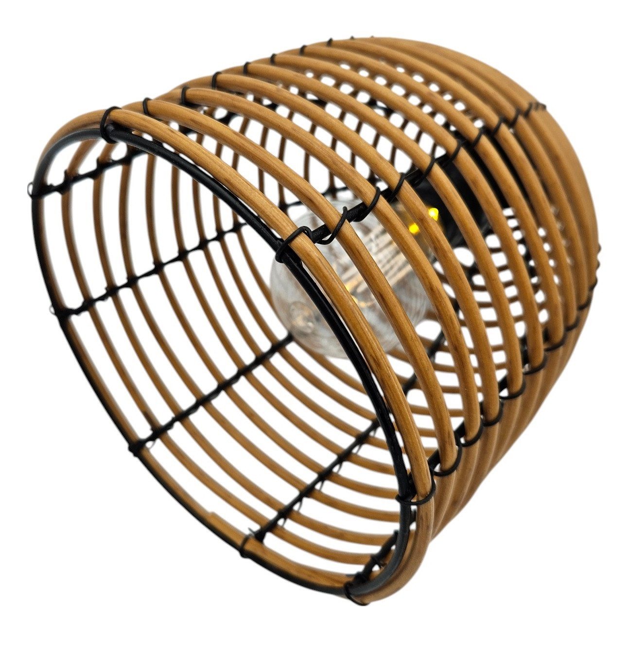 Meinposten Hängeleuchte LED Rattan Optik Außen Innenbereich 18x16 cm Gartenbeleuchtung, LED fest integriert, warmweiß – Bild 5 von 5