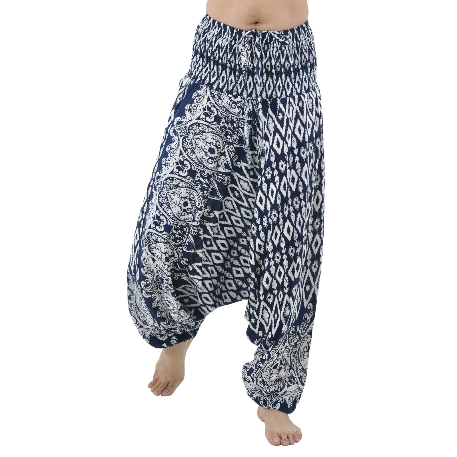 Haremshose Aladinhose aus 100% Viskose weite Sommerhose mit Gummibund Buddha Hose