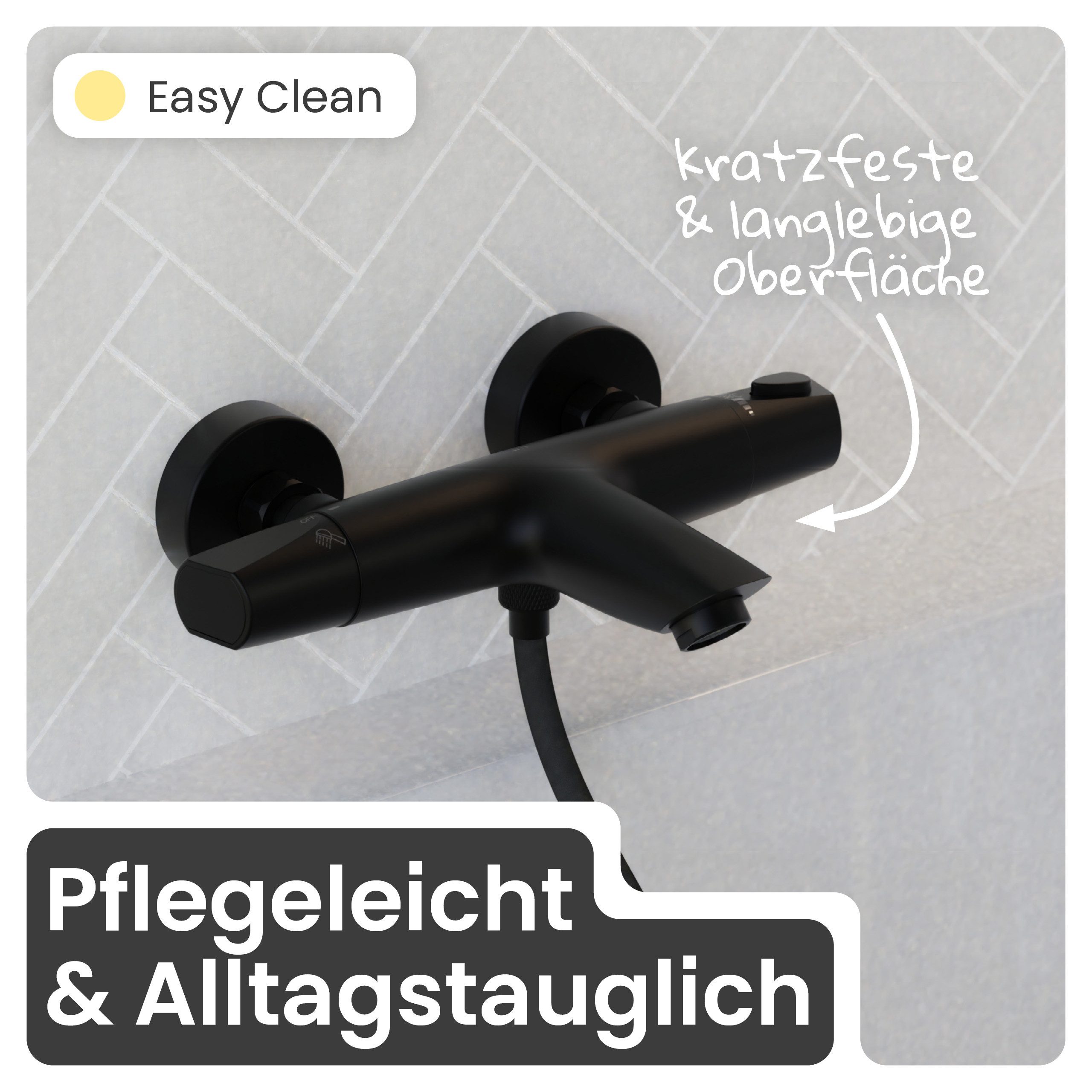 instmaier Wannenarmatur Beatrice, hochwertiges Wannenfüllthermostat Mischbatterie Schwarz