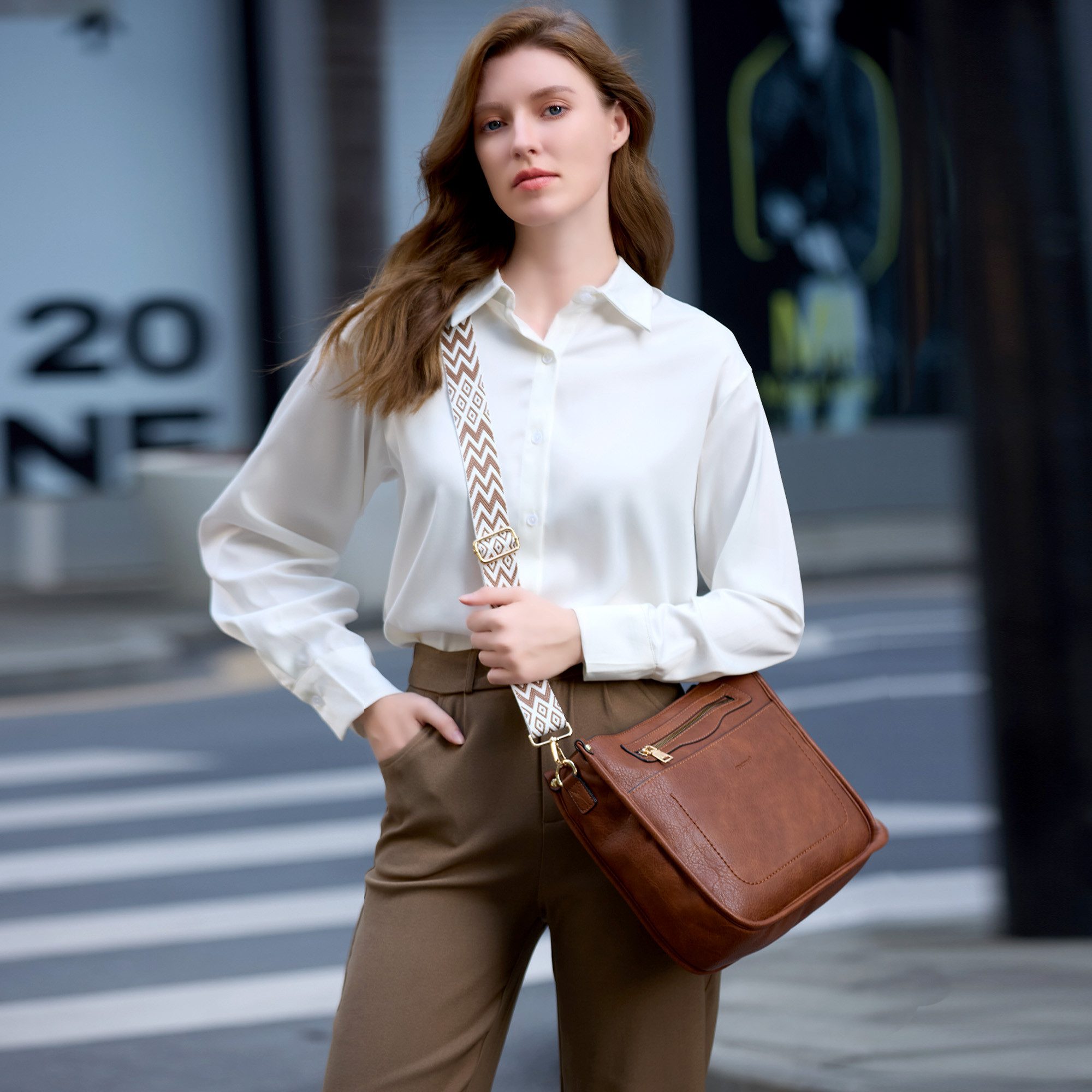 TANTOMI Umhängetasche Damen Handtasche mittelgroß Crossbody Bag Mit Geldbörse, Damen Tasche mit Verstellbar Breitem Schultergurt – Bild 2 von 5