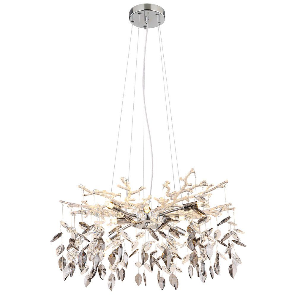 GLOBO LIGHTING LED Pendelleuchte, Leuchtmittel inklusive, Warmweiß, LED Pendelleuchte Kronleuchter Metall Glaskristalle chrom L 120 cm