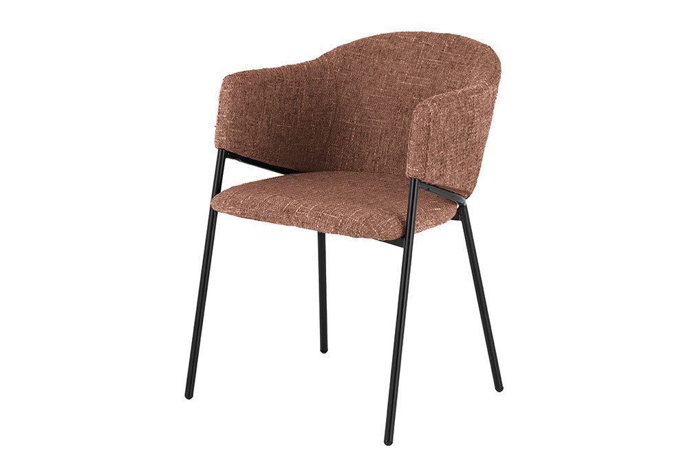 riess-ambiente Esszimmerstuhl NOBLESSE braun / schwarz - Chenille, Metallgestell, Retro, Armlehnen (Einzelartikel, 1 St), halbrunder Stuhl - ideal für Küche, Ess-, Arbeits-. Wohnzimmer & Büro