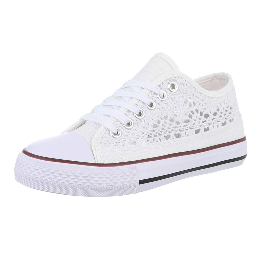 Ital-Design Bequeme Freizeit Sneaker für Damen und Herren Sneaker (89091952) Flach Sneakers Low in Weiß