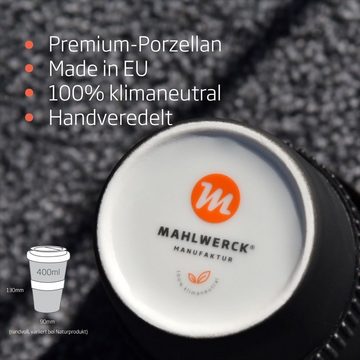 Mahlwerck Manufaktur Coffee-to-go-Becher Kaffeebecher + Deckel, Porzellan, 400 ml, auslaufsicher, spülmaschinengeeignet, 100% klimaneutral