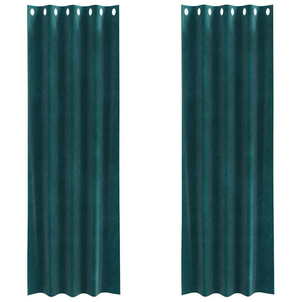 vidaXL Vorhang Verdunkelungsvorhänge 2 pcs Dunkelgrün 140 x 260 cm Samt (2 St), Samt