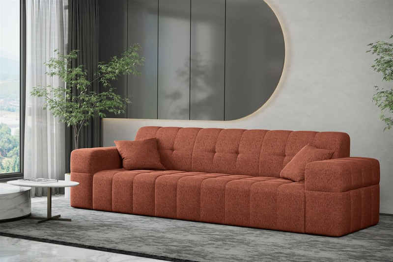 Fun Möbel Sofa Sofa Designer-Sofa NANCY 3-Sitzer in Stoff Neve, Rundumbezug