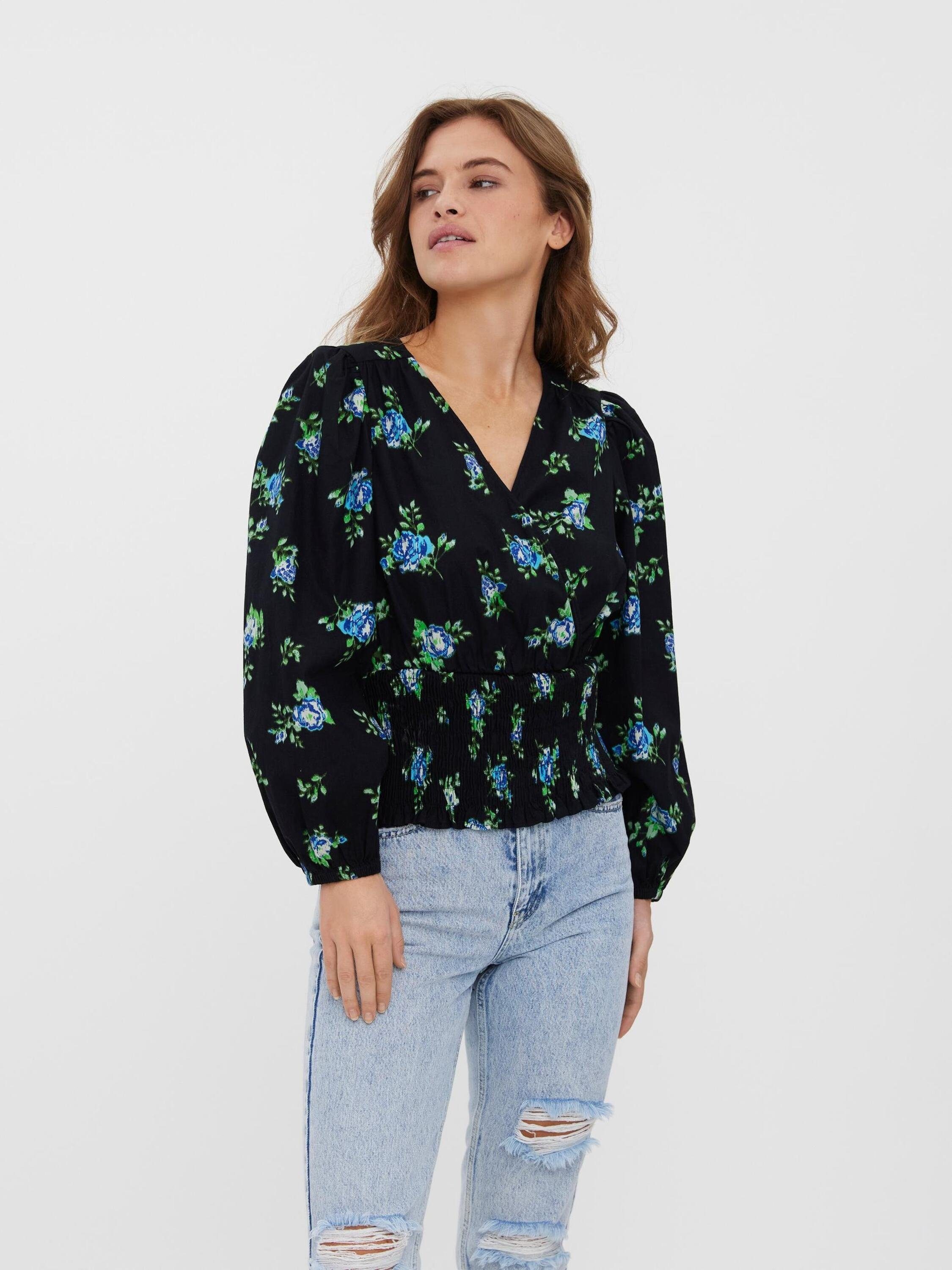 Vero Moda Langarmbluse BELLA SANNA (1-tlg) Drapiert/gerafft
