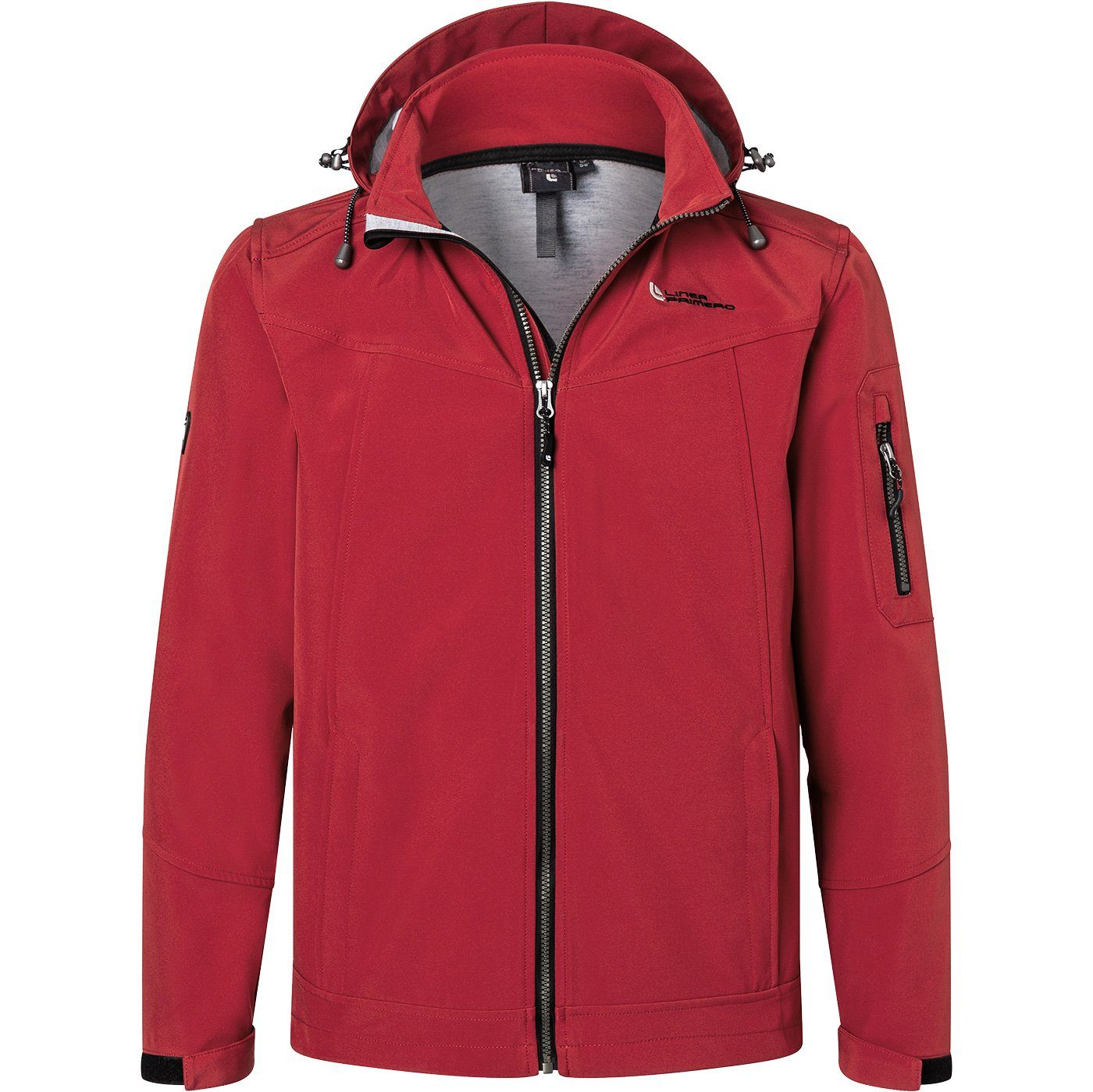 DEPROC Active Softshelljacke DEXTER abnehmbarer MEN rot PEAK Kapuze mit