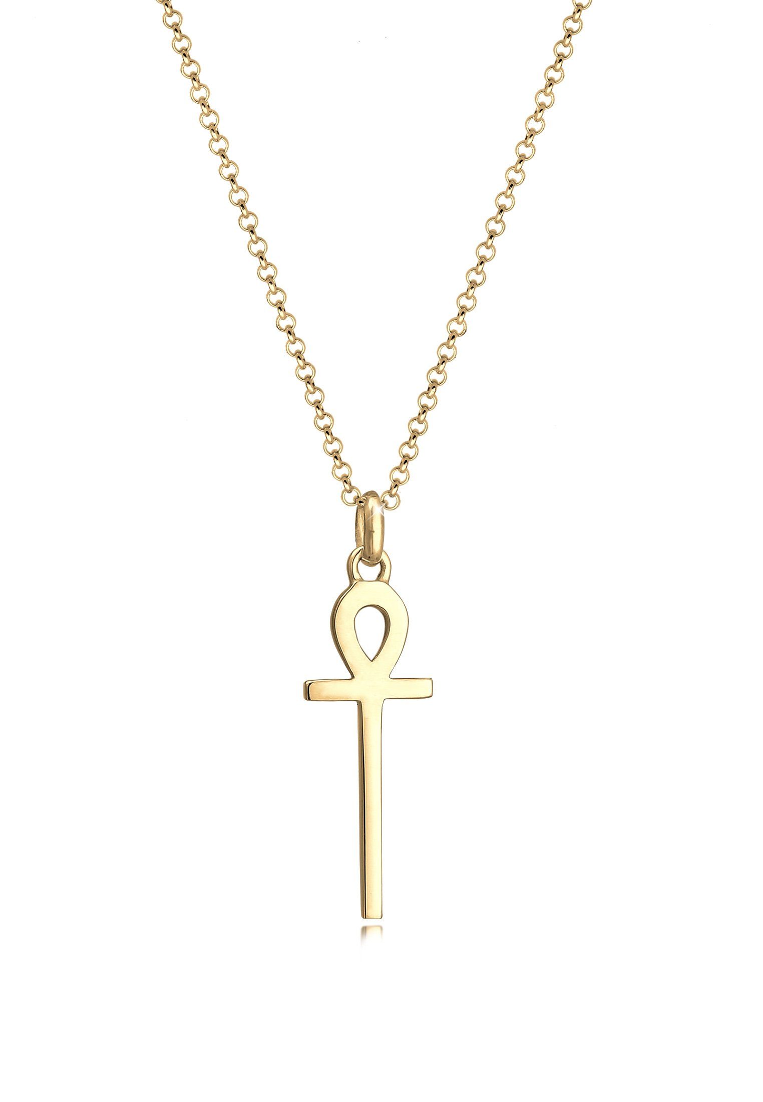 Elli Kette mit Anhänger Erbskette Ankh Symbol Anhänger Kreuz 925 Silber Gold