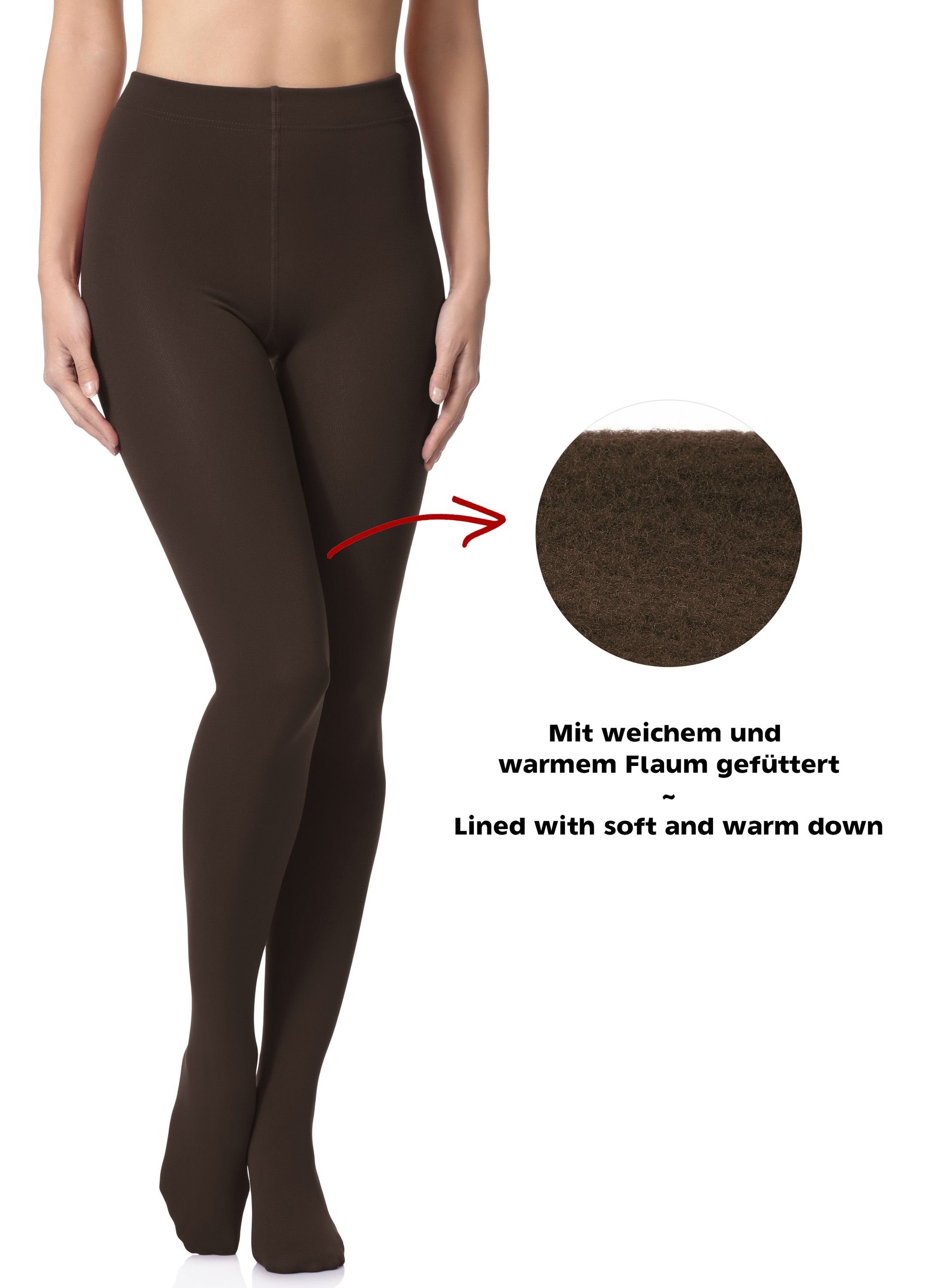 Strumpfhose gefüttert Braun Extra Merry 24555 St) Style Thermo (1 Damen Strumpfhosen Warm