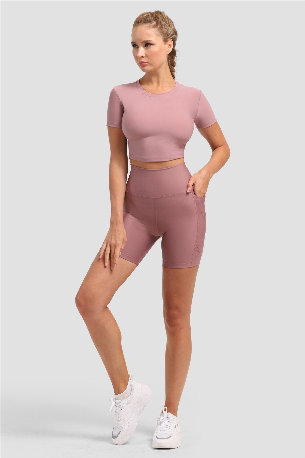 Superstacy Radlerhose Laser-Cut Kurze Leggings mit Tasche