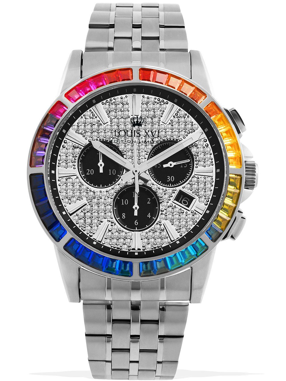 LOUIS XVI Quarzuhr Louis XVI LXVI1121 Majeste Iced Out Chronograph Herrenuhr 43mm 5ATM Louis XVI LXVI1121 Majeste Iced Out Chronograph Herrenuhr 43mm 5ATM