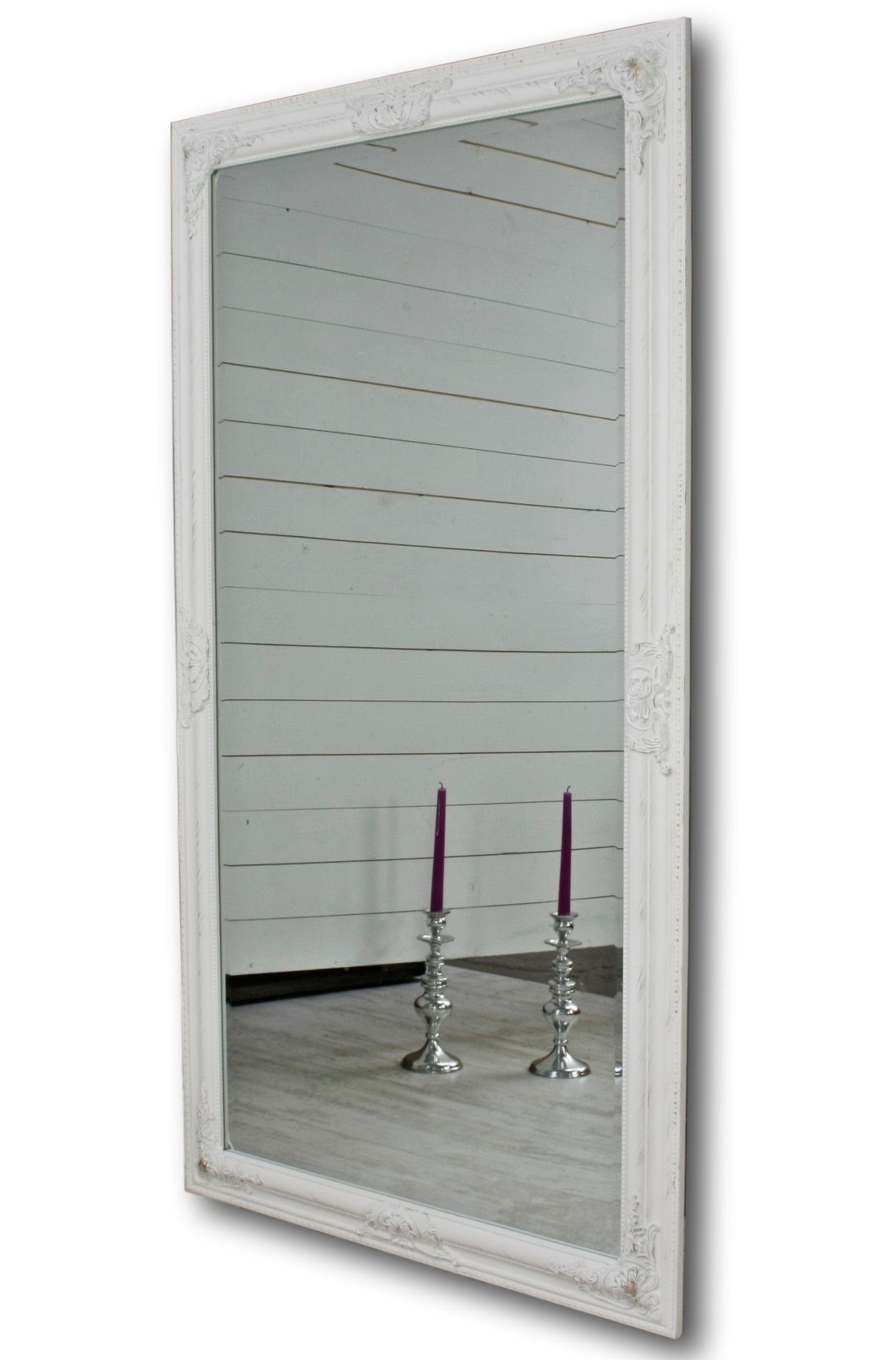 elbmöbel Wandspiegel Spiegel weiß 132cm barock Holz, Spiegel: Wandspiegel 132x72x7 cm weiß Vintage Look