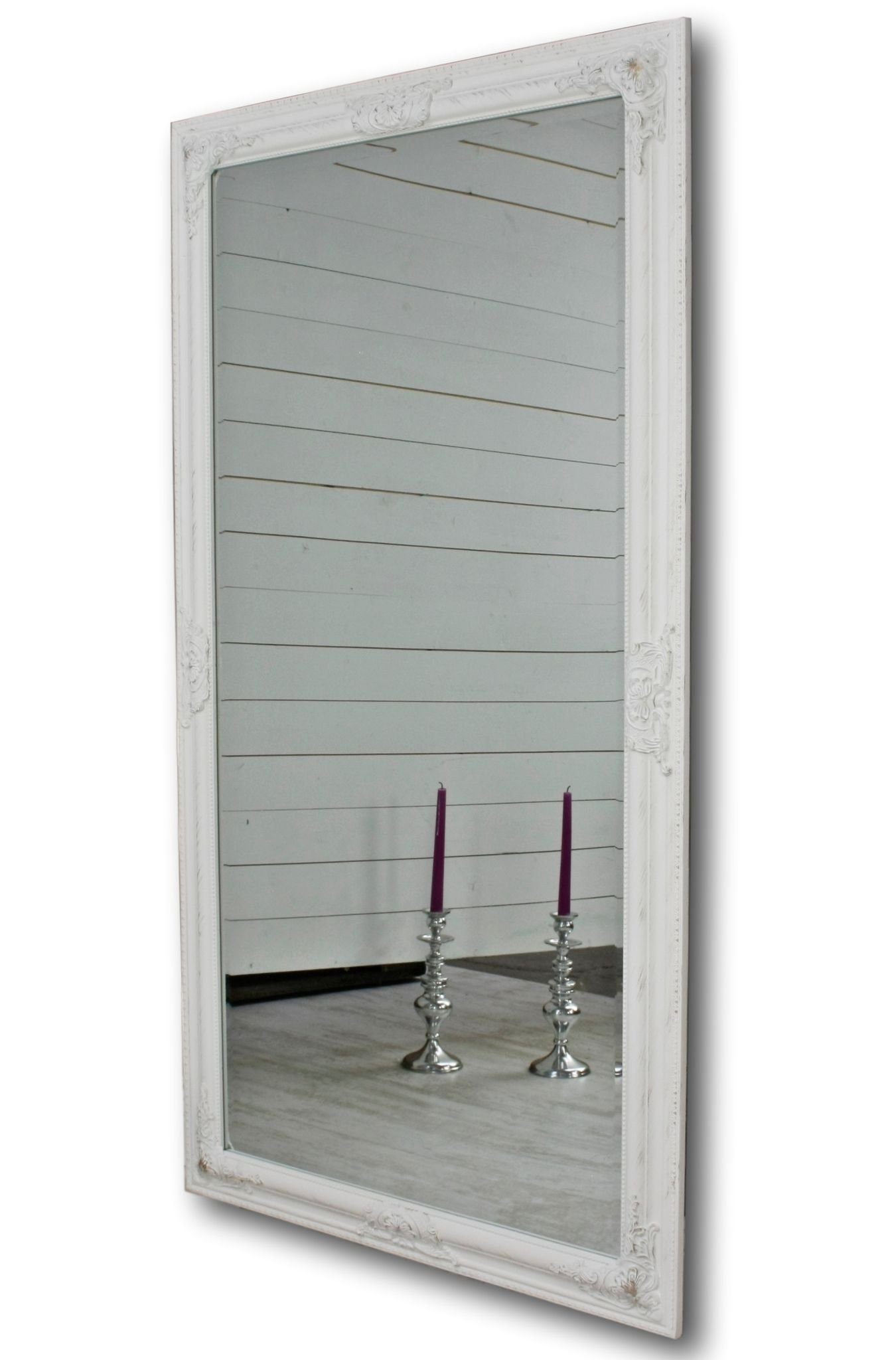 elbmöbel Wandspiegel Spiegel weiß 132cm barock Holz, Spiegel: Wandspiegel 132x72x7 cm weiß Vintage Look. € 199,90