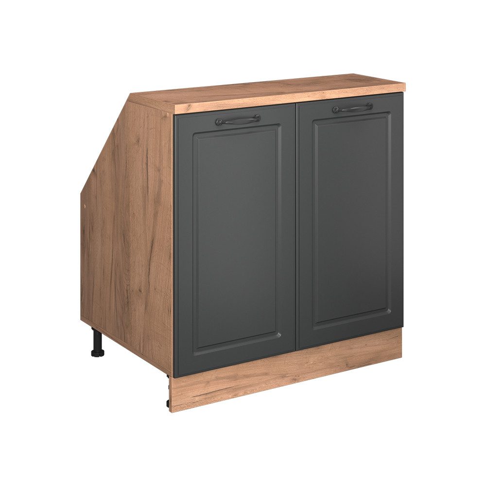 Vicco Kommode Rion, Anthrazit Landhaus/Goldkraft Eiche, 80 x 81.6 cm mit 2 Türen... (1 St)