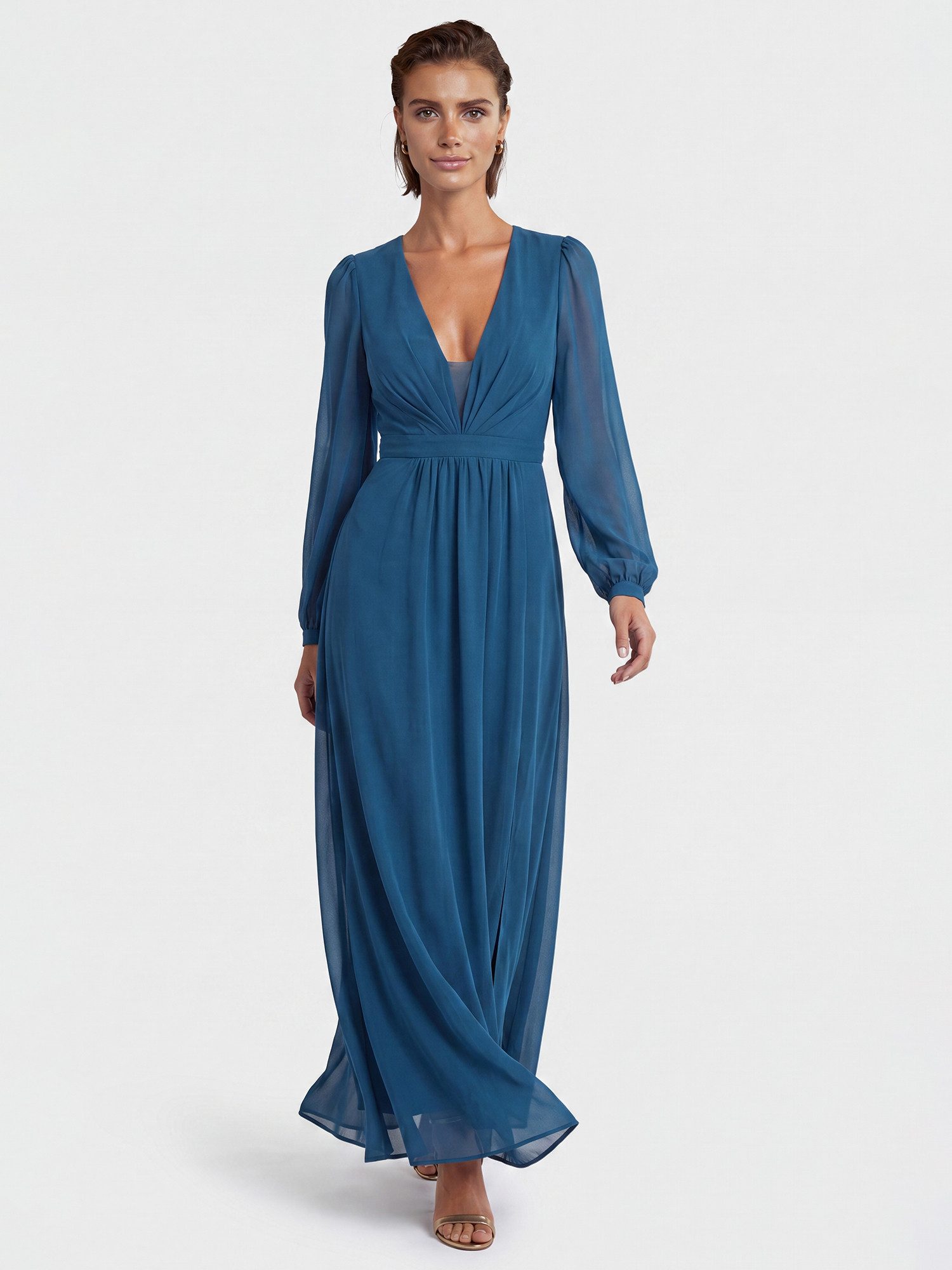 Apart Brautkleid aus Chiffon mit semitransparenten Ärmeln