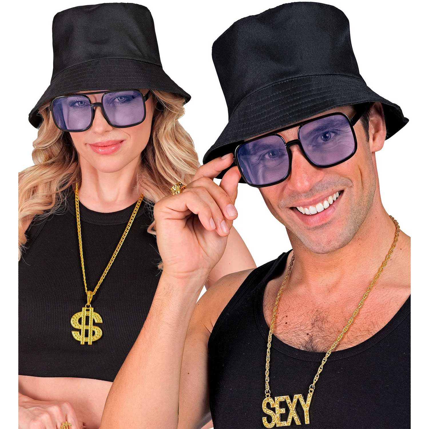 Widmann S.r.l. Verkleidungsmaske 90er Jahre Brille 'Hip Hop', Hellblau