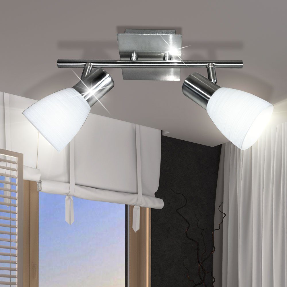 etc-shop LED Deckenleuchte, Leuchtmittel inklusive, Warmweiß, Deckenleuchte schwenkbar Deckenlampe Glas Deckenstrahler