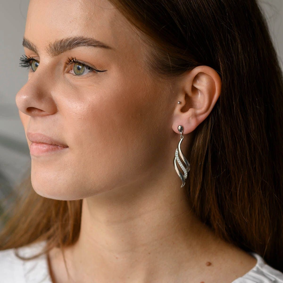 Materia Paar Ohrhänger Damen Silber Zirkonia Elegant SO-455, 925 Sterling S günstig online kaufen