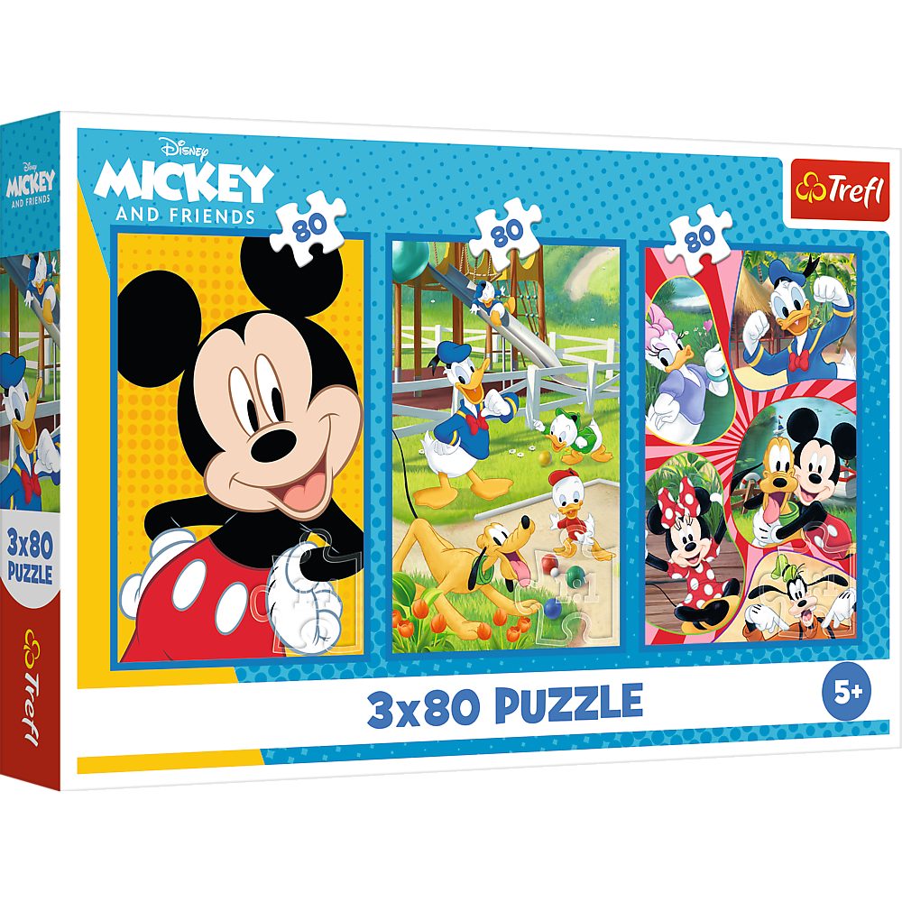 Trefl Puzzle Kinderpuzzle Legespiel Motivpuzzle, 80 Puzzleteile, 3 Puzzles à 80 Teile, Disney-Motive, ab 5 Jahren