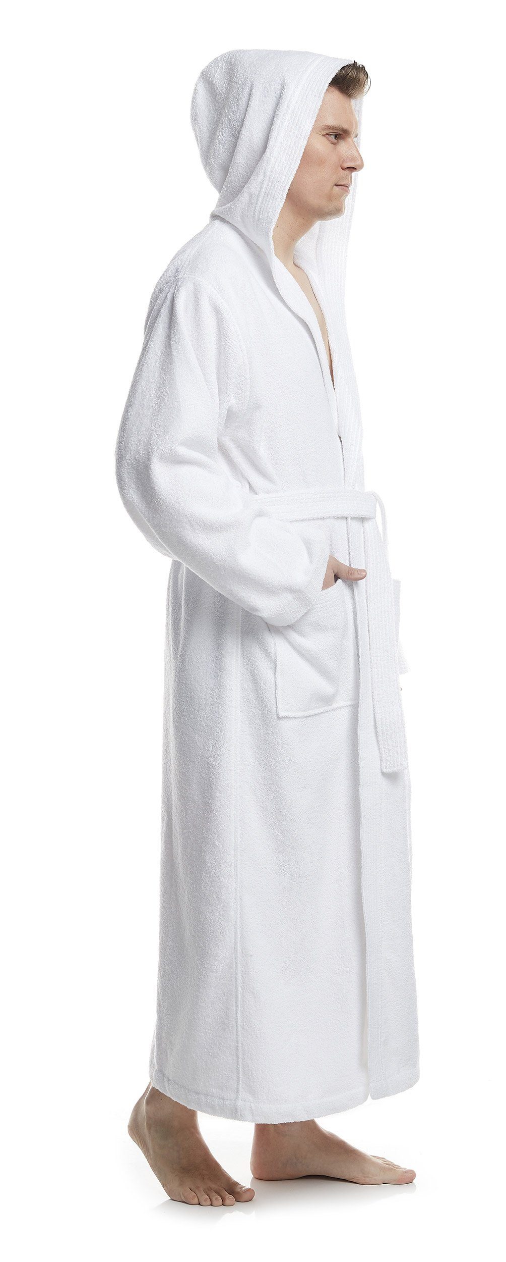 Arus Herrenbademantel Pacific, mit Kapuze, 100% Baumwolle, extra lang, für Spa & Zuhause, langform, 100% Baumwolle, Kapuze, Gürtel, mit Kapuze, extra lang, 100% Baumwolle