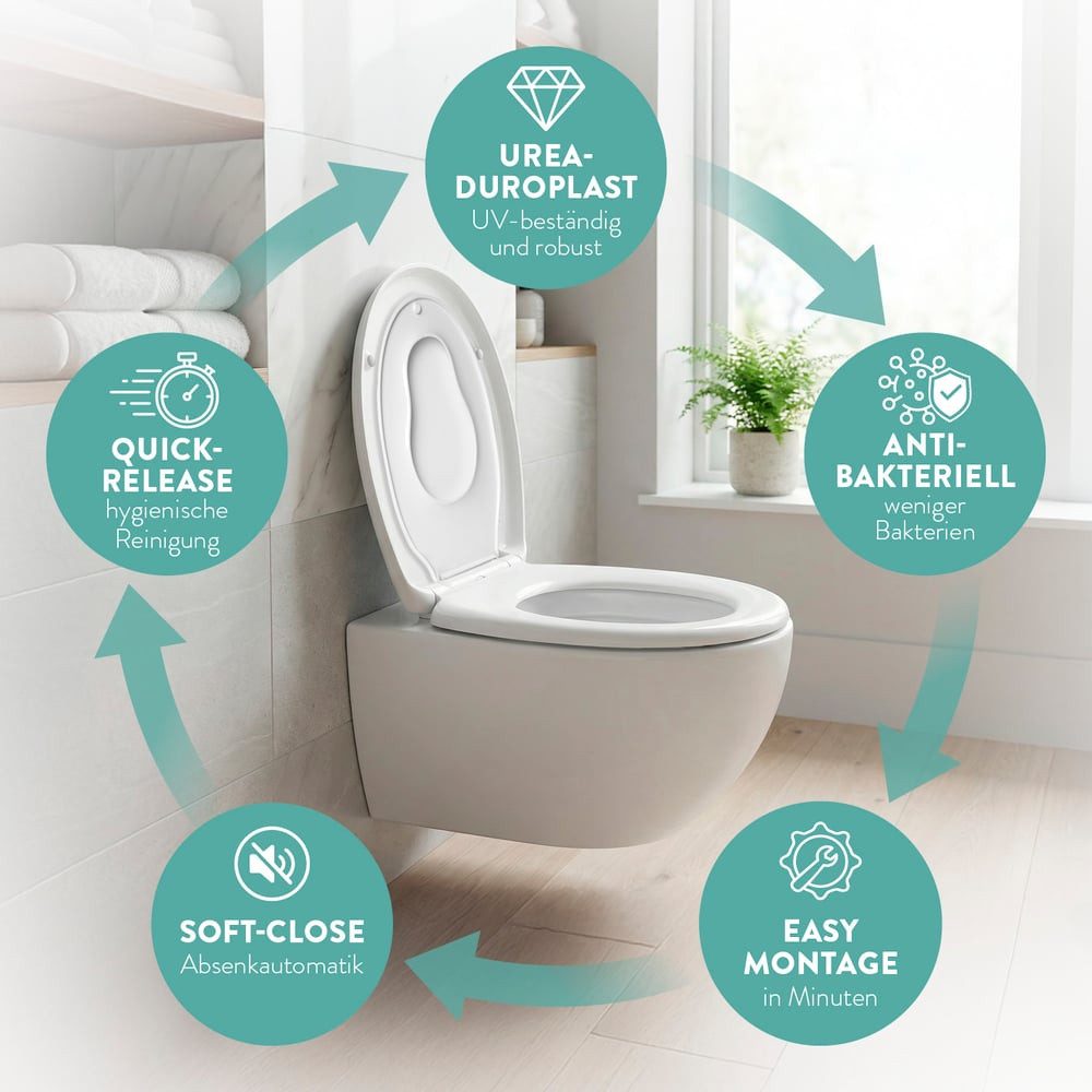 Benkstein Kinder-WC-Sitz Toilettensitz für Kinder mit Absenkautomatik (9-St), Toilettendeckel Klodeckel Klobrille mit Absenkautomatik