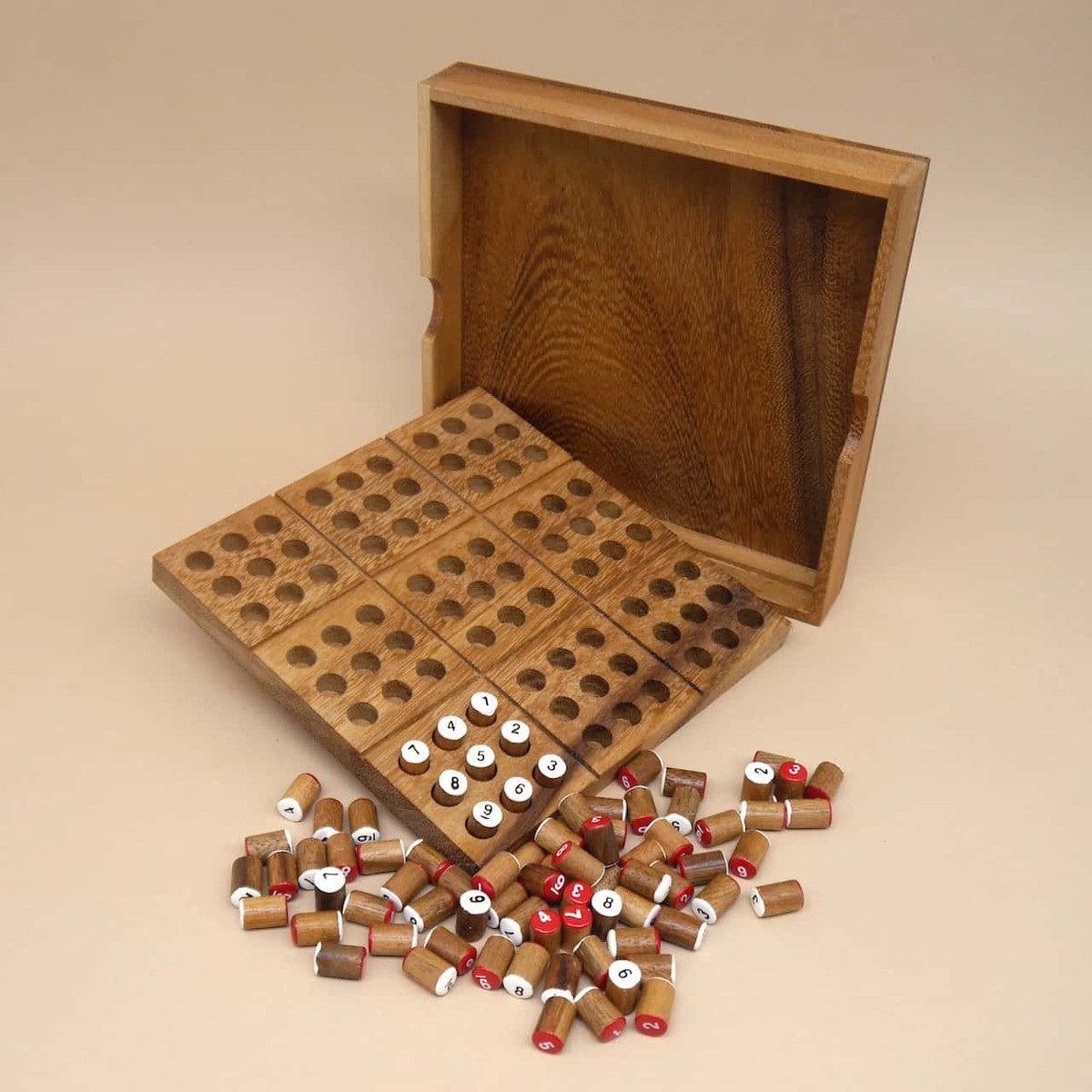 ROMBOL Denkspiele Spiel SUDOKU - Zahlenrätsel als Brettspiel, Steckspiel, Holzpuzzle