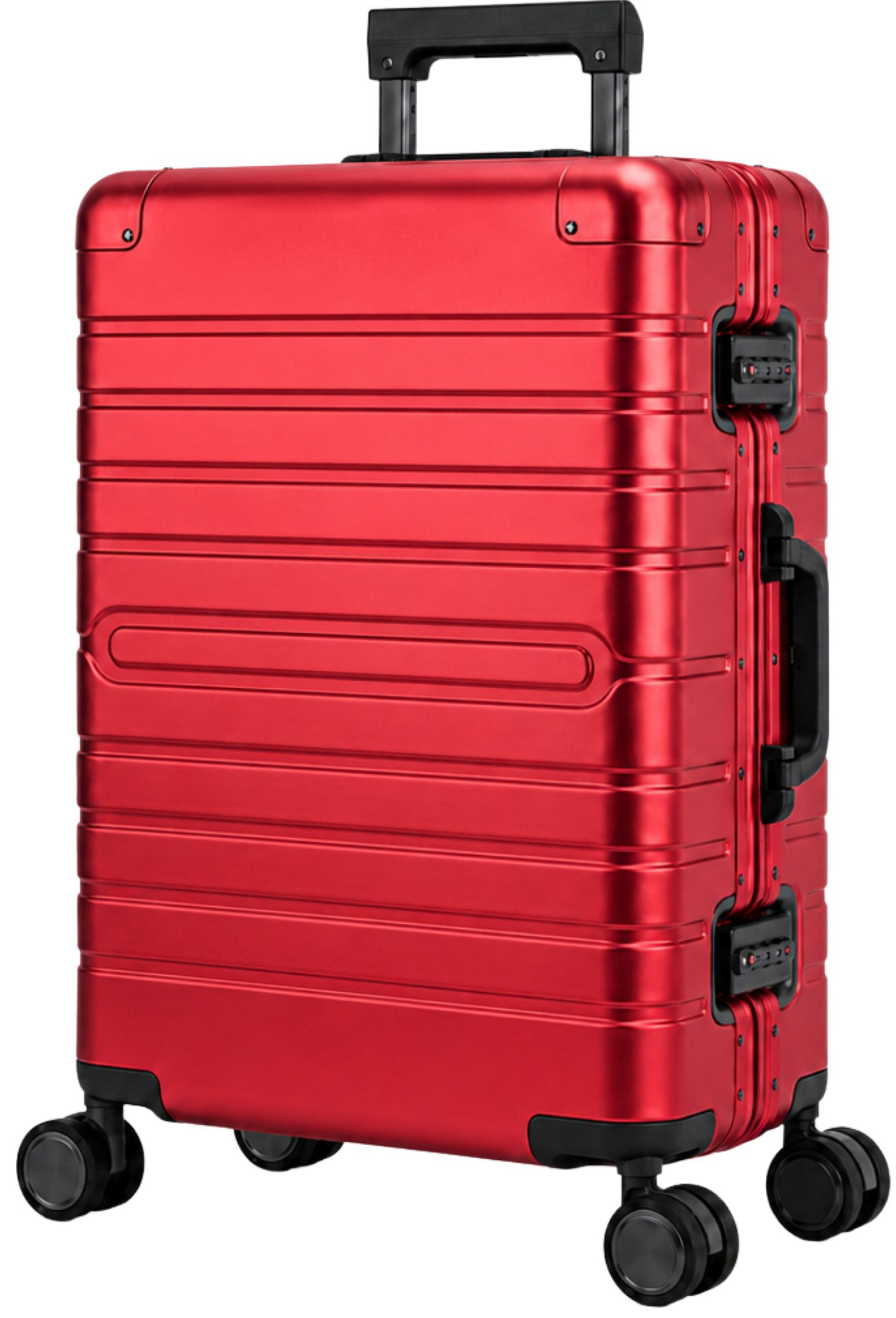Travelhouse Hartschalen-Trolley OSLO - verschiedene Farben, 4 Rollen, aus Aluminium, mit voll gefüttertem Innenraum, mit Kantenschutz