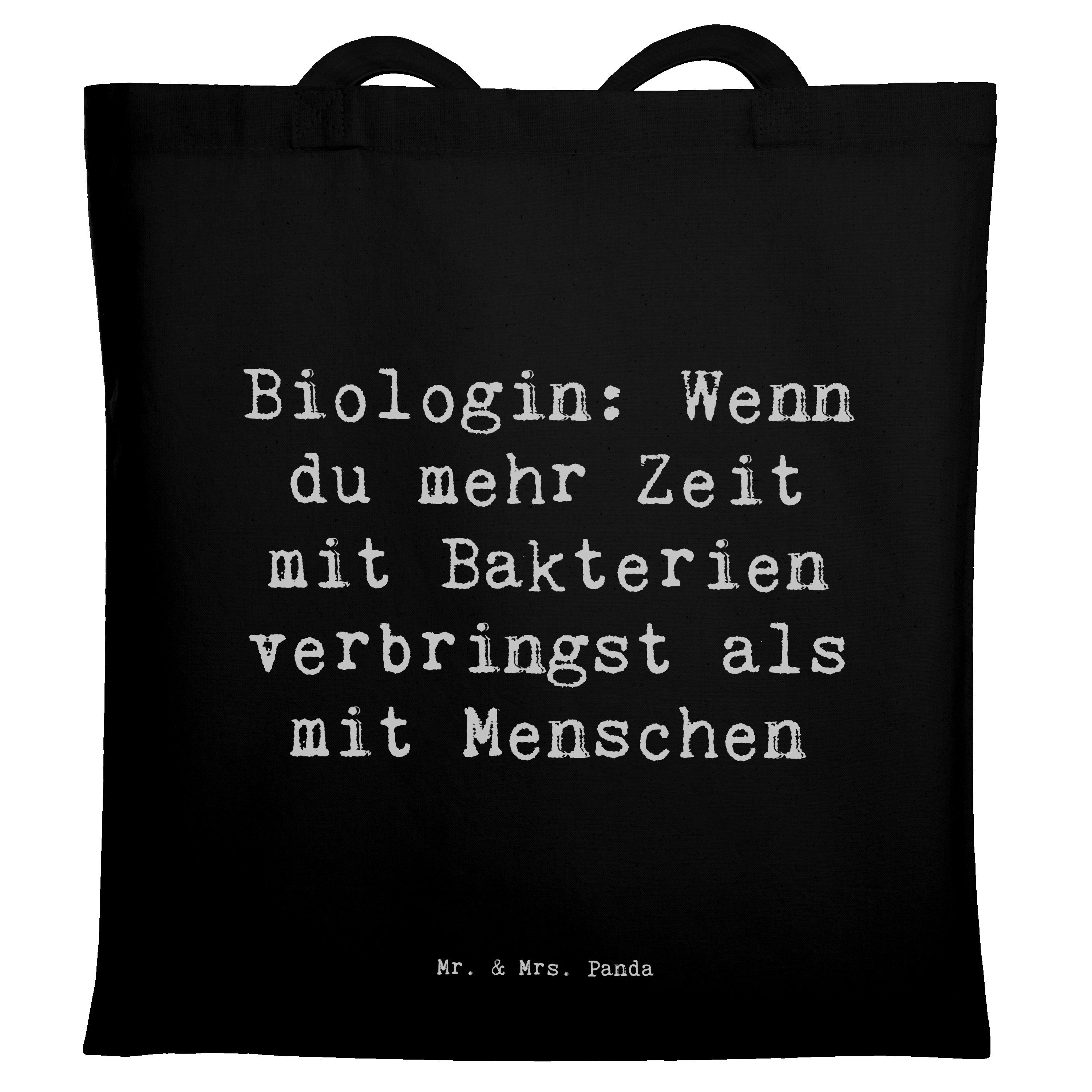 Tragetasche Spruch Biologin Bakterienliebe - Schwarz - Geschenk, Leben, Jutebeute