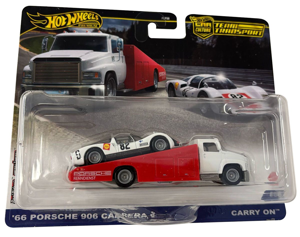Hot Wheels Spielzeug-Transporter Hot Wheels Premium Car Culture Team Transport '66 Porsche 906 Carrera