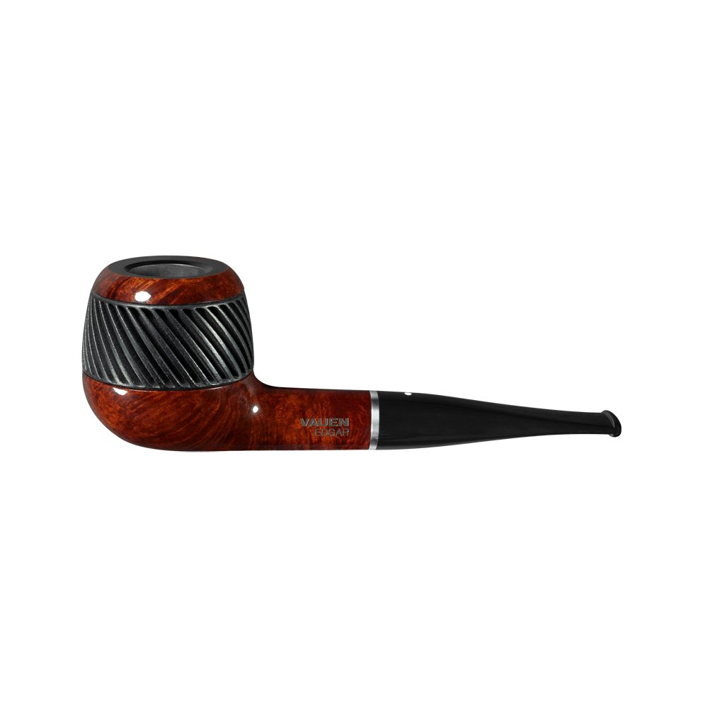 Handpfeife Edgar Pfeife Pipe weiß / braun Made in Germany 9mm Filter Weißpunkt