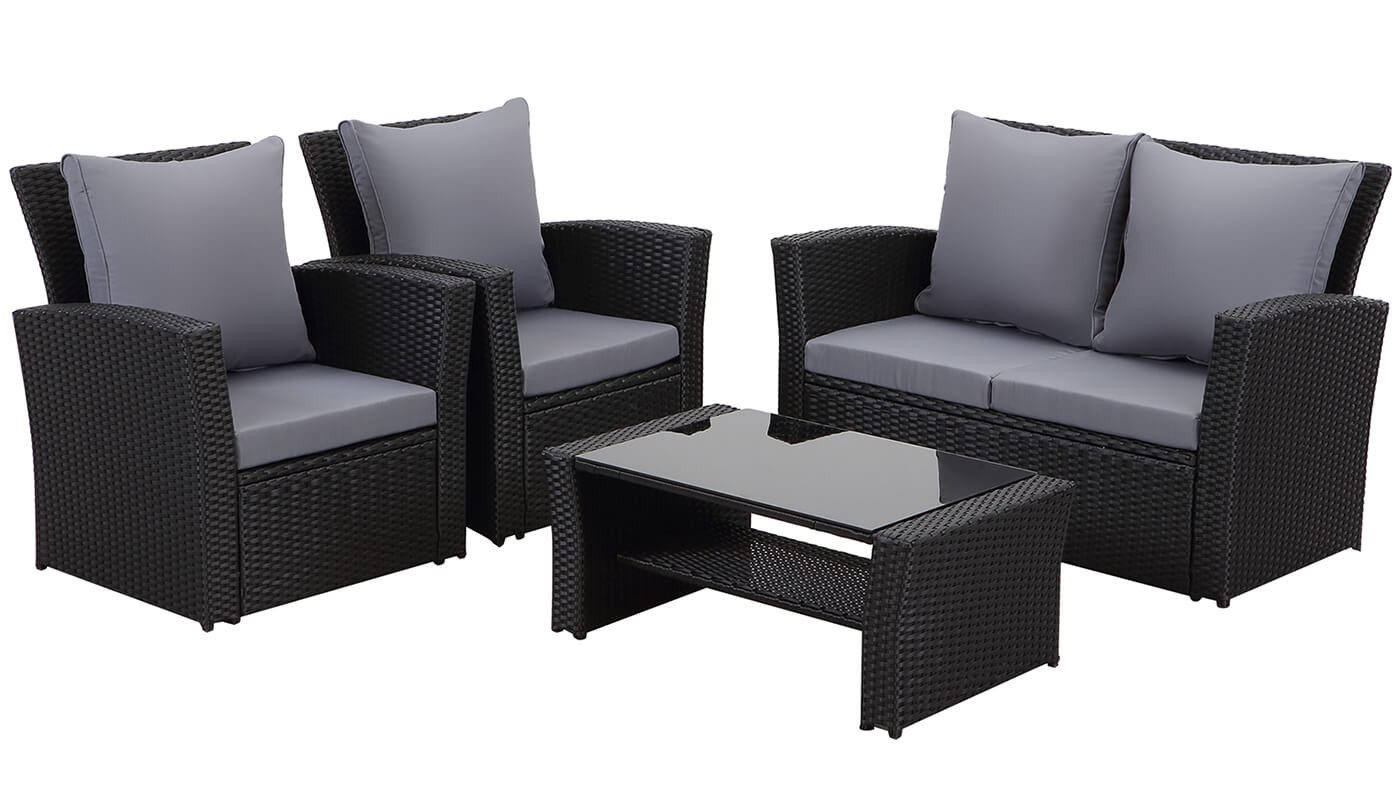 MeXo Gartenlounge-Set Gartenmöbel-Set aus handgefertigtem Poly-Rattan, günstig online kaufen