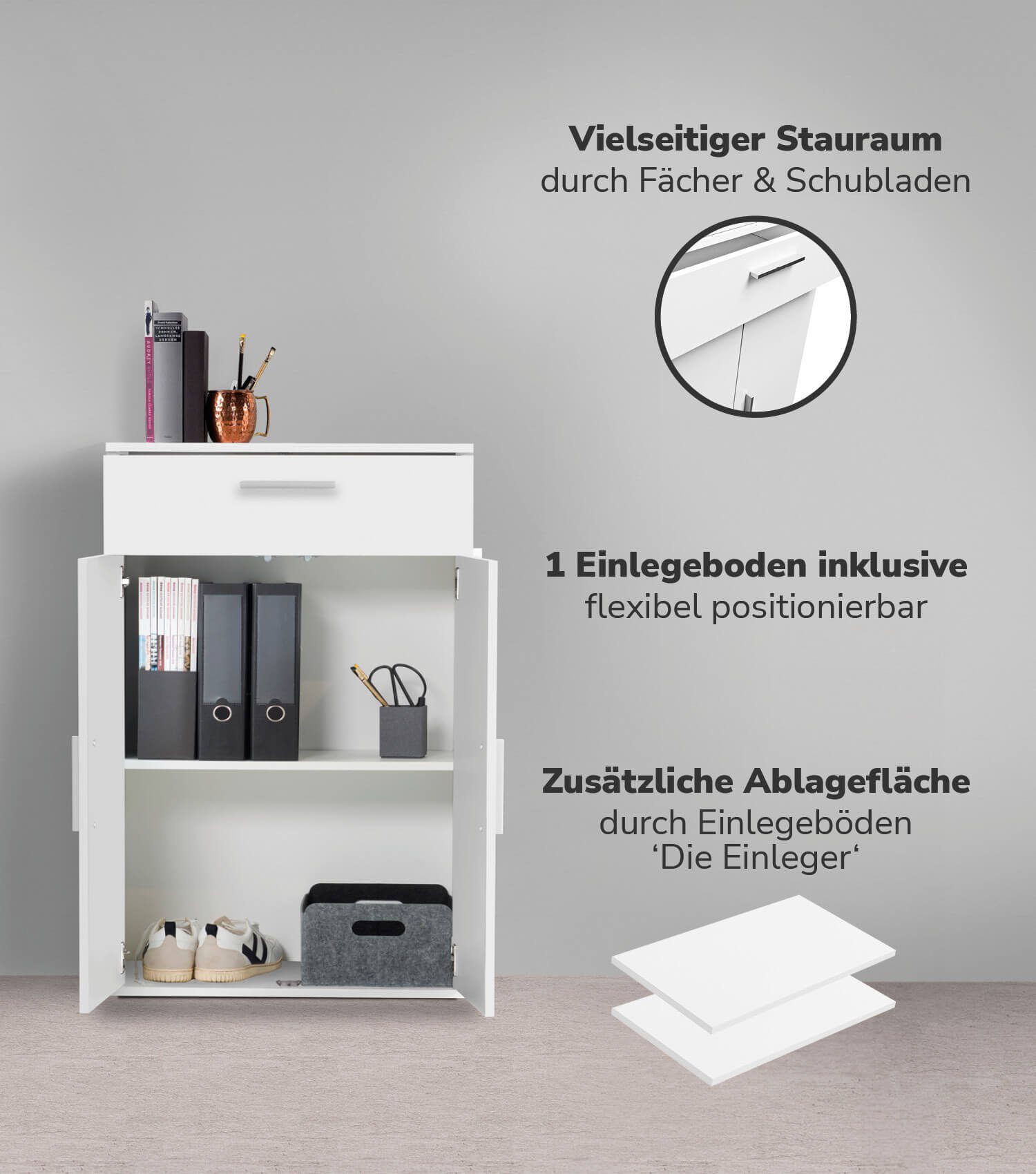 Weiß Mehrzweckschrank Der | Küchenschrank (90cm Praktische Weiß Apothekerschrank, Höhe) mokebo Schuhschrank, Vorratschrank, Weiß