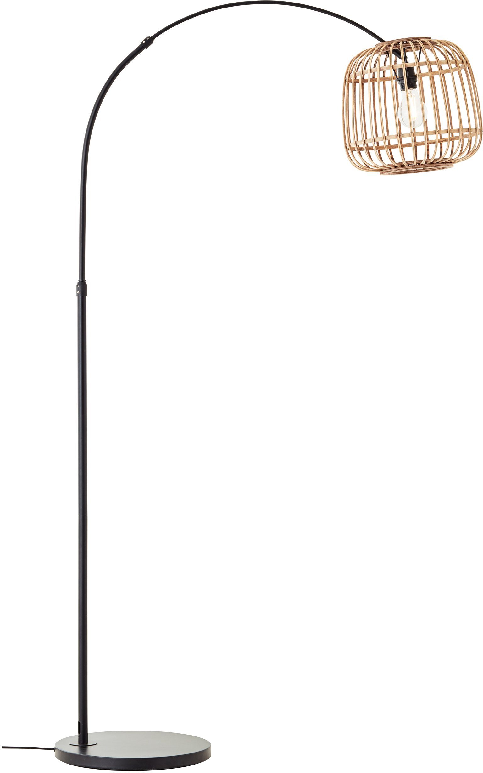 Home affaire Bogenlampe Grazay, ohne Leuchtmittel, Stehleuchte mit 1,7m Höhe und 1,1m Ausladung, Schirm aus Rattan | Bogenlampen