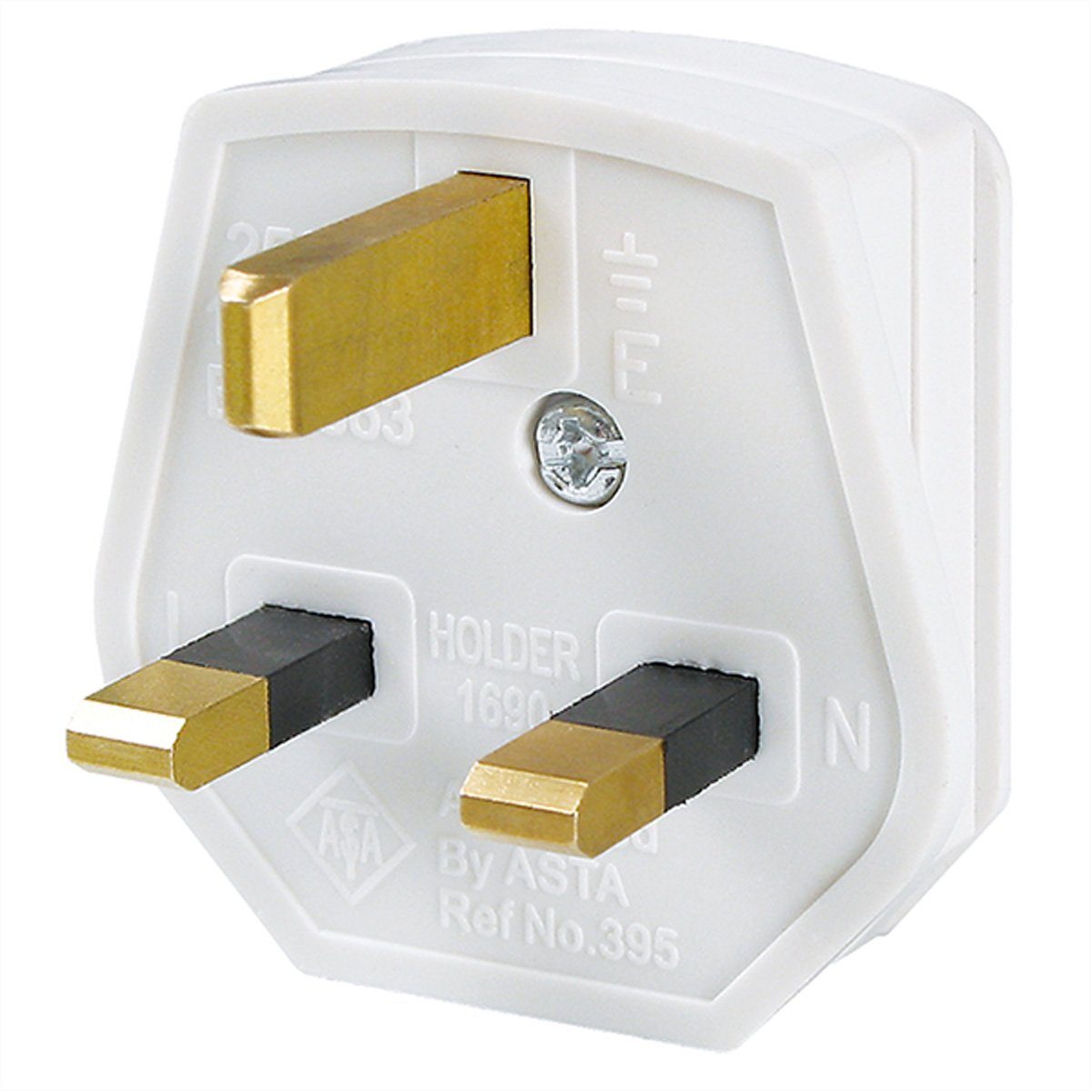 Bachmann Schutzkontaktstecker Stromadapter BS 1363, Typ-G, 0 cm, England UK 13A / 250V weiß, 13A Fuse, 910.276