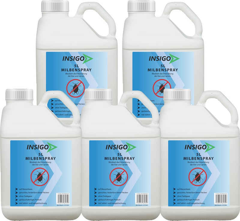 INSIGO Insektenspray Anti Milben-Spray Milben-Mittel Ungezieferspray, 25 l, auf Wasserbasis, geruchsarm, brennt / ätzt nicht, mit Langzeitwirkung