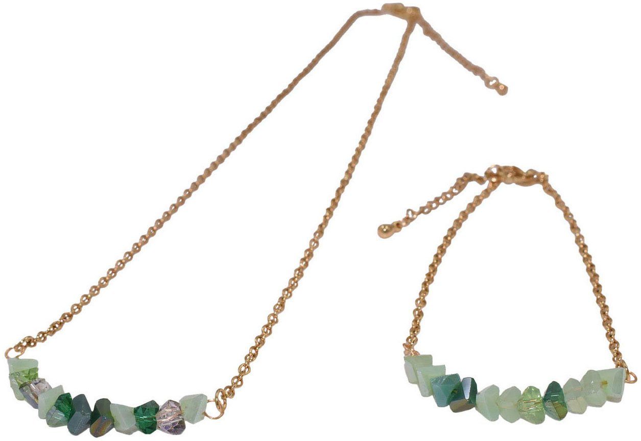 Firetti Ketten und Armband Set Multipack Schmuck Geschenk Schmuckset Edelsteine (Set, 2-tlg), Made in Germany - mit Glasstein