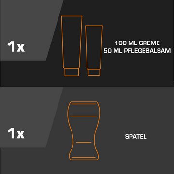 Veet MEN Enthaarungscreme (2 x 100ml) mit Spatel + Pflegebalsam (2 x 50 ml), Spar-Pack, 4 St., speziell für die Anwendung im sensiblen Intimbereich