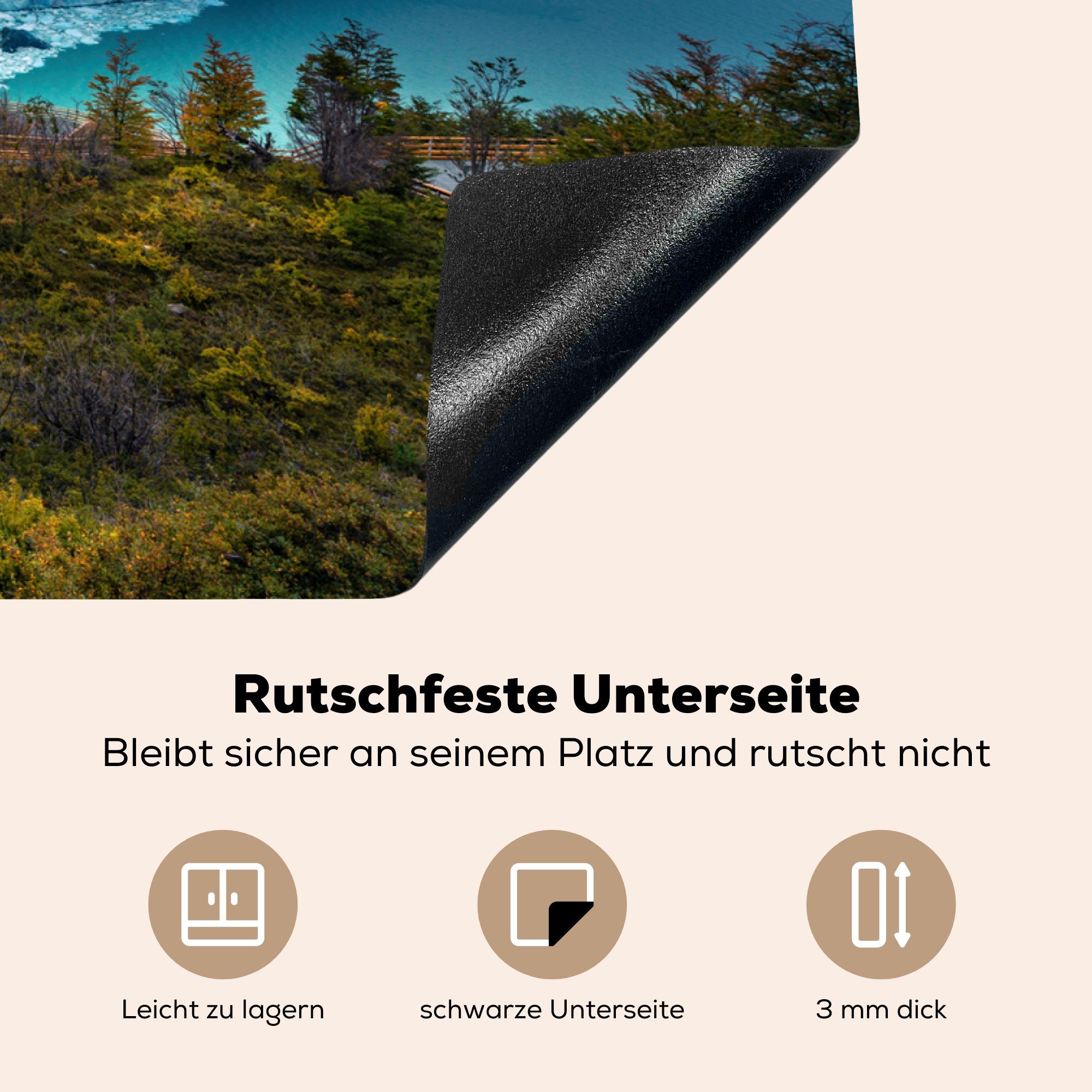 81x52 für MuchoWow Ceranfeldabdeckung die Schutz (1 dem Prächtiger cm, über Induktionskochfeld Perito-Moreno-Gletscher, tlg), Himmel Herdblende-/Abdeckplatte küche, Vinyl,