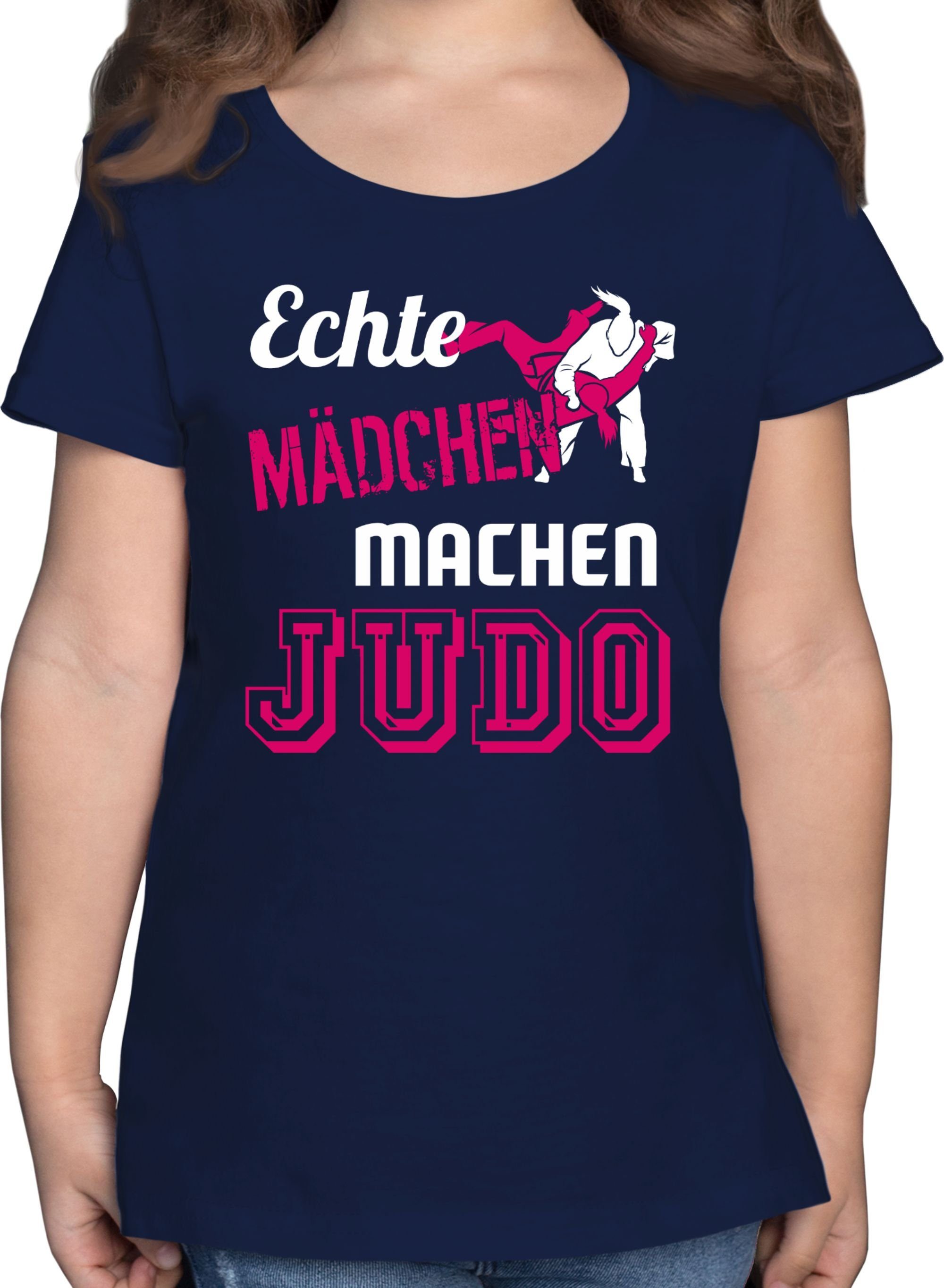 Shirtracer T-Shirt Echte Mädchen machen Judo Kinder Sport Kleidung 2 Dunkelblau