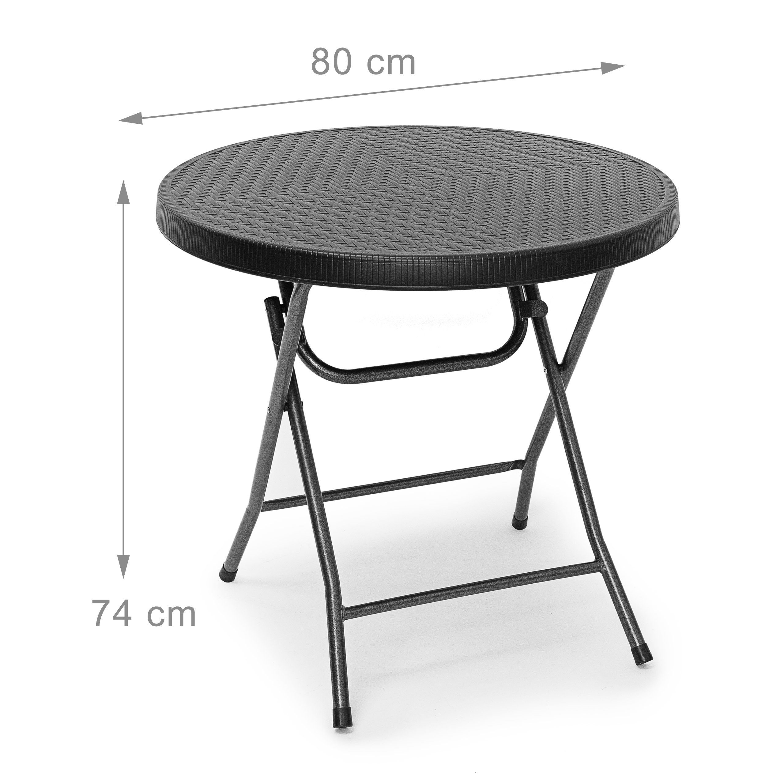 relaxdays Klapptisch Gartentisch klappbar BASTIAN (1-St), Schwarz, Rund – Bild 4 von 5