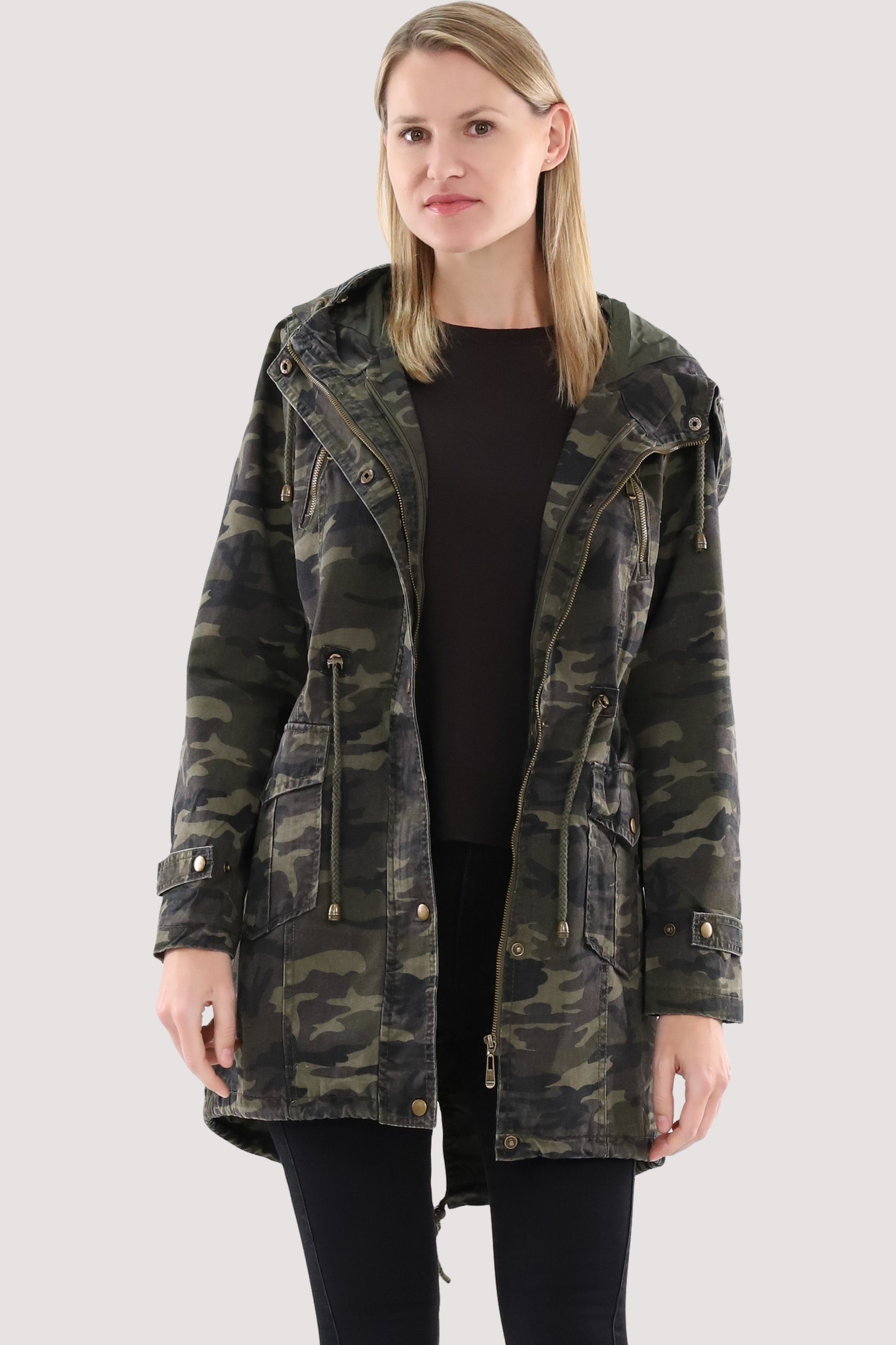 Camouflage Teddyfell mit more in Winterjacke 81109 military-81108 malito fashion Military-Look Parka than