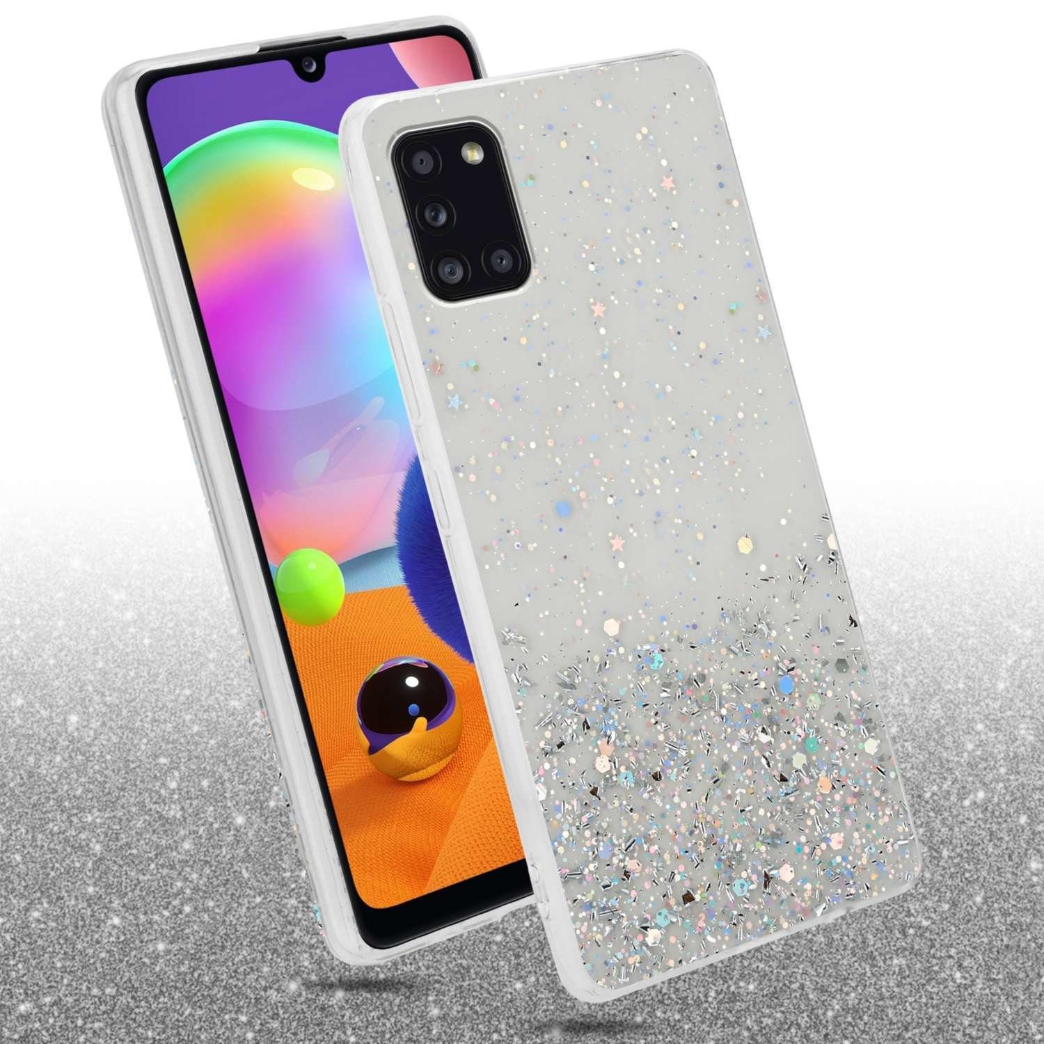 Cadorabo Handyhülle für Samsung Galaxy A31 Hülle Samsung Galaxy A31, Flexible TPU Silikon Handy Schutzhülle - Hülle - mit Glitzer