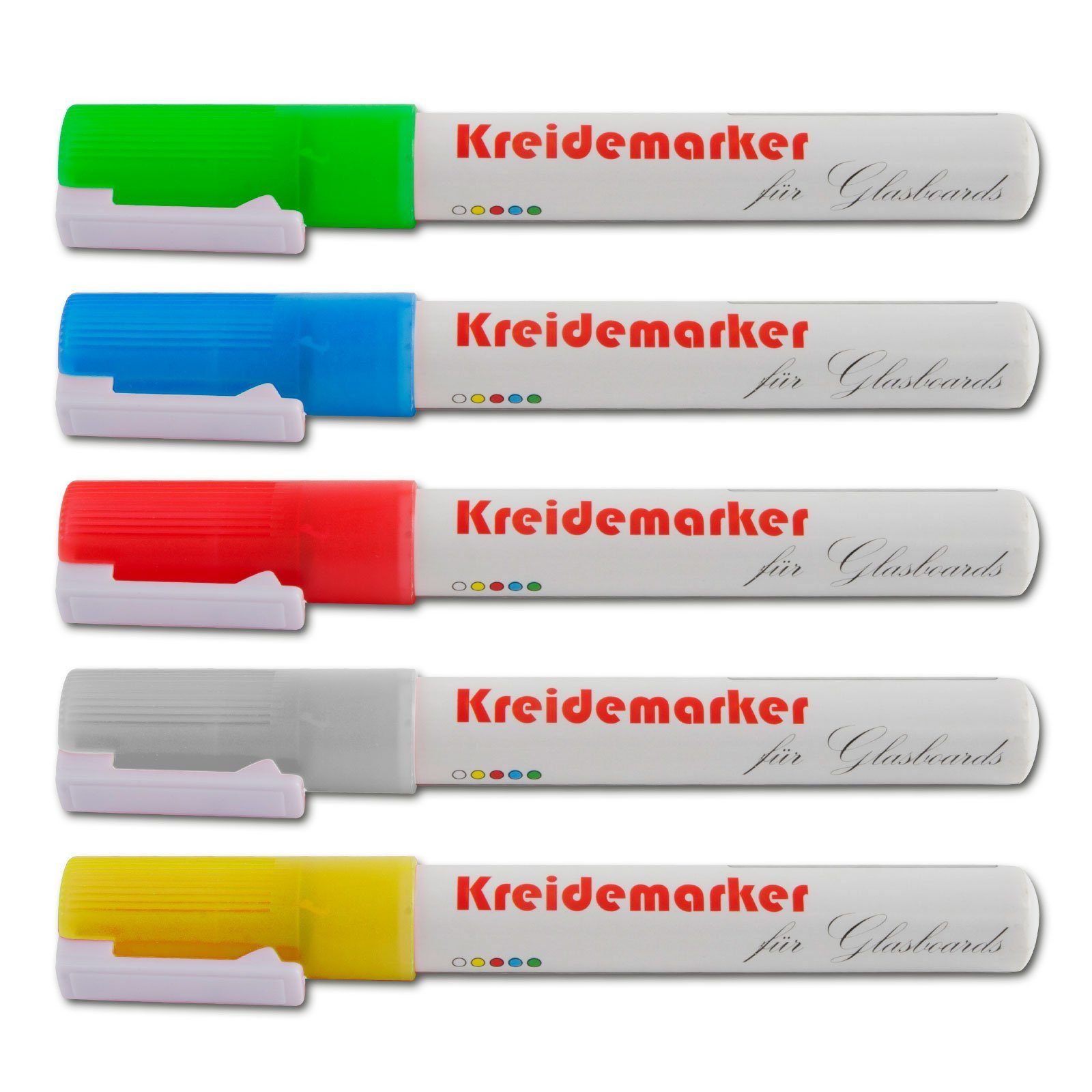 Office Marshal Whiteboard Marker Kreidemarker, verschiedene Farben,  Whiteboard, (5-tlg), Non-permanent (Whiteboard-Eignung)